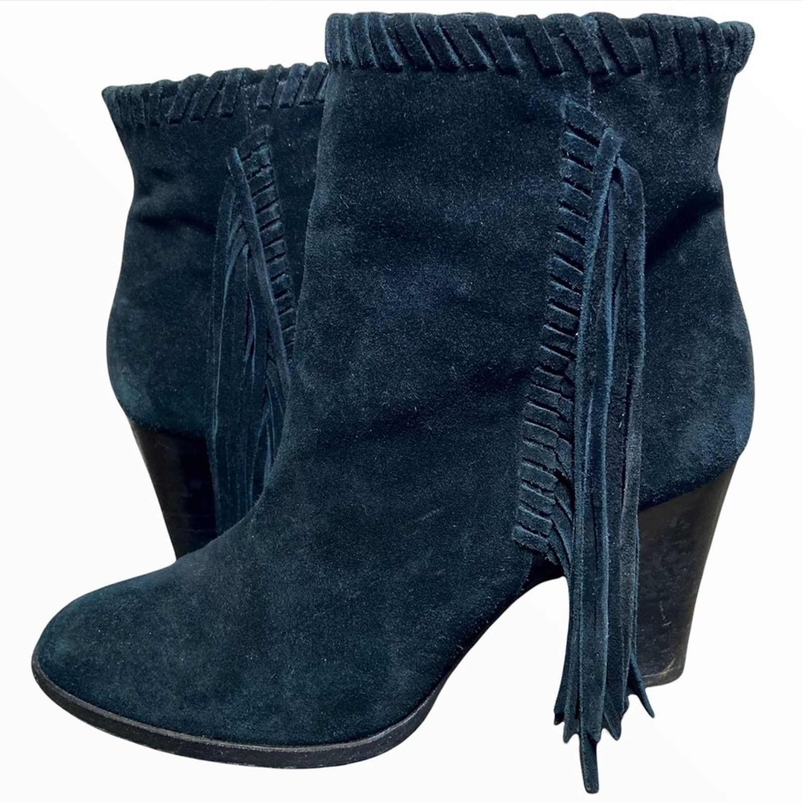 Polo Ralph Lauren Ankle Booties Suede Boots Fringe Leather