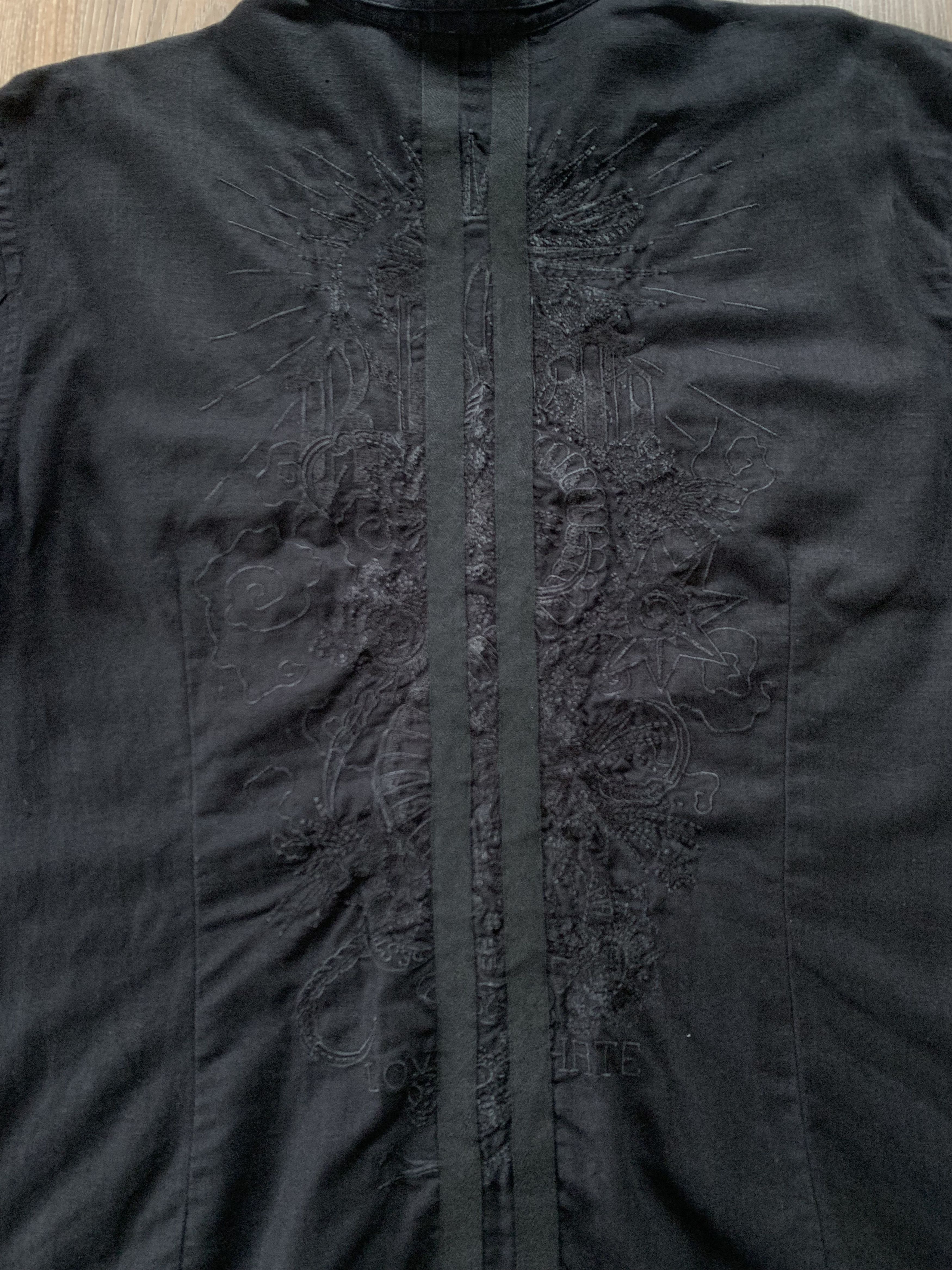 John Richmond Men's John Richmond Denim Black Linen Shirt With Embroidery Size US M / EU 48-50 / 2 - 6 Thumbnail