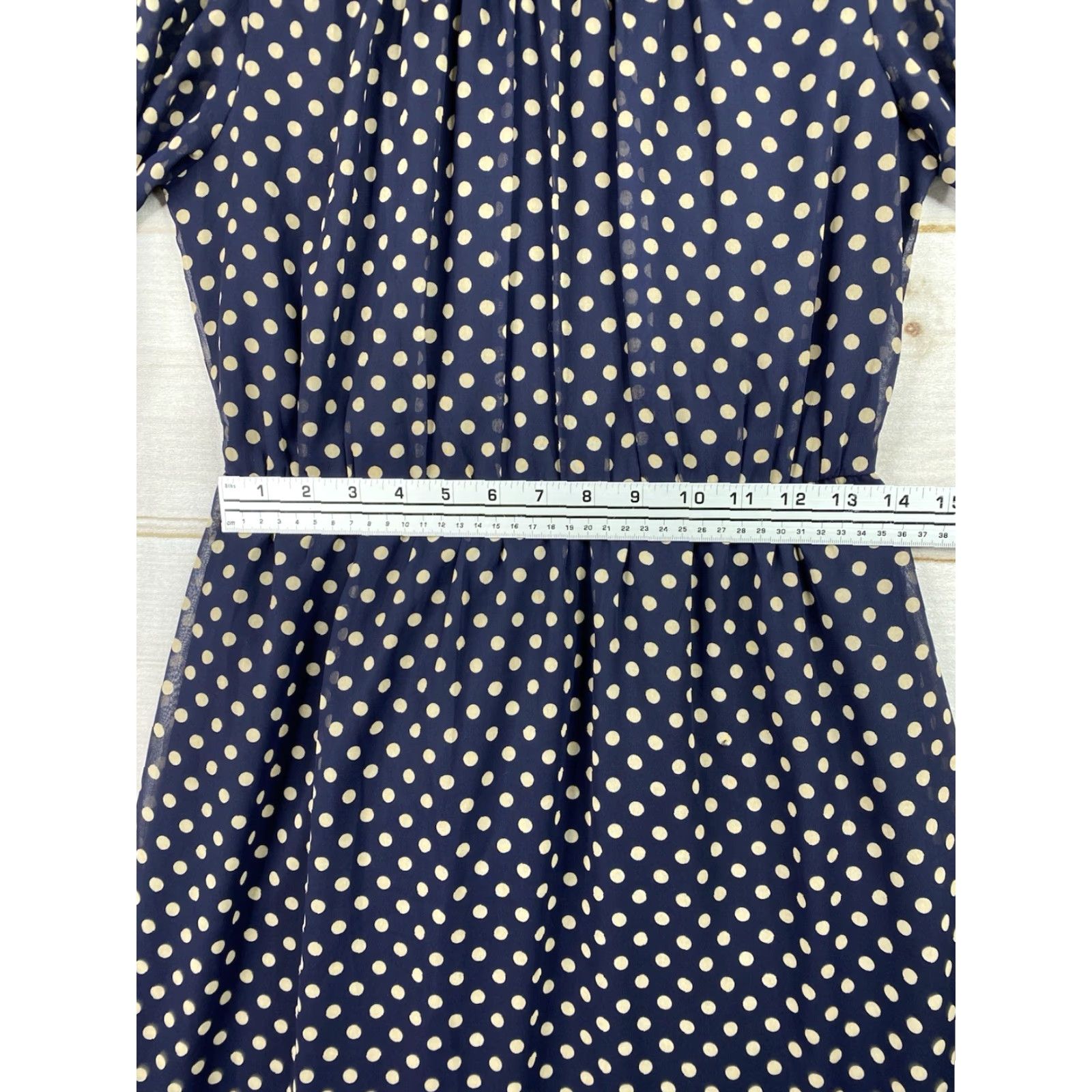 Vintage VINTAGE Enfocus Dress Womens 8P PETITE Blue Polka Dot V-Neck Elastic Waist Shirt? Size M / US 6-8 / IT 42-44 - 5 Thumbnail