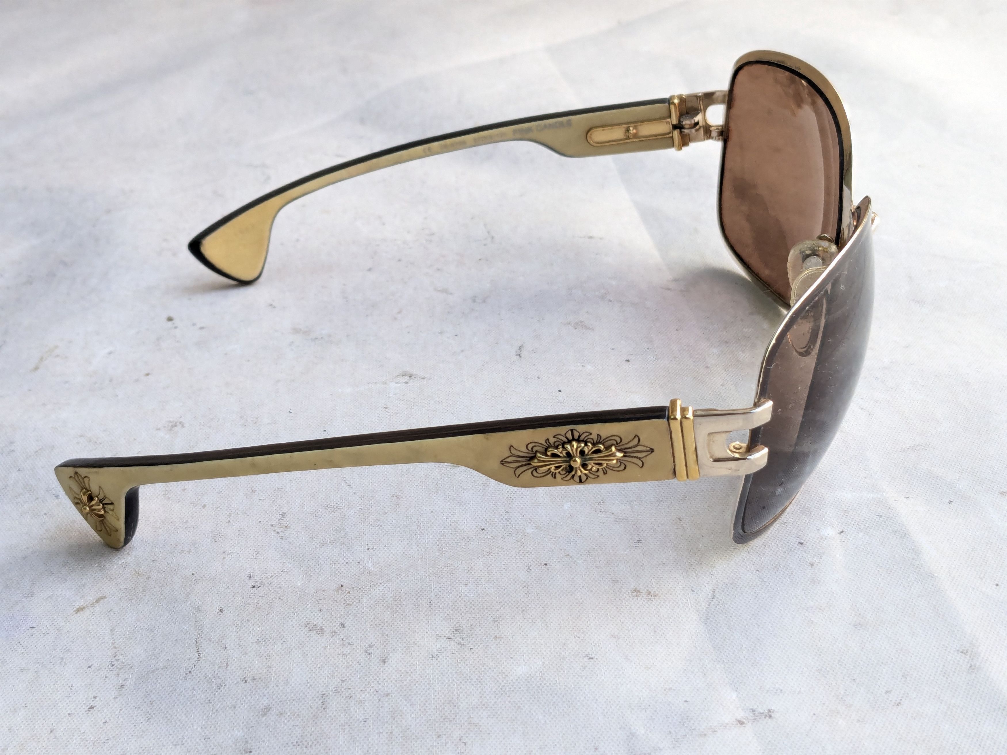 Chrome Hearts Chrome Hearts Aviator Sunglasses 'Pink Candle' Brown Gold Size ONE SIZE - 7 Thumbnail