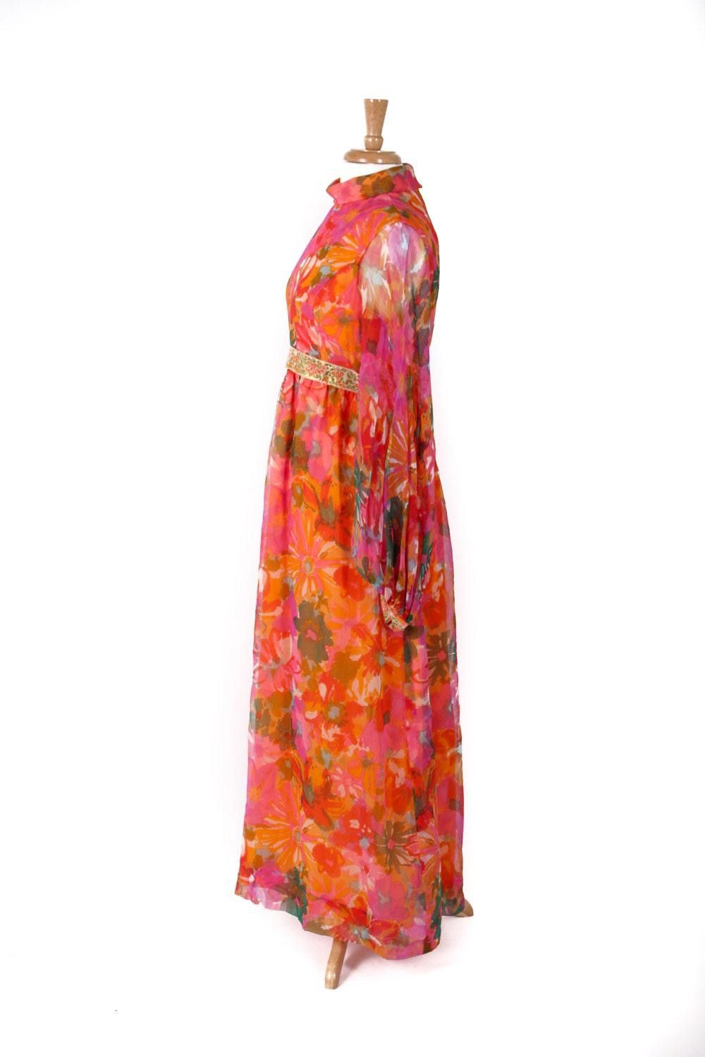 Designer 60s Psychedelic Goddess Dress by Futura NY Couture Gorgeous Size M / US 6-8 / IT 42-44 - 5 Thumbnail