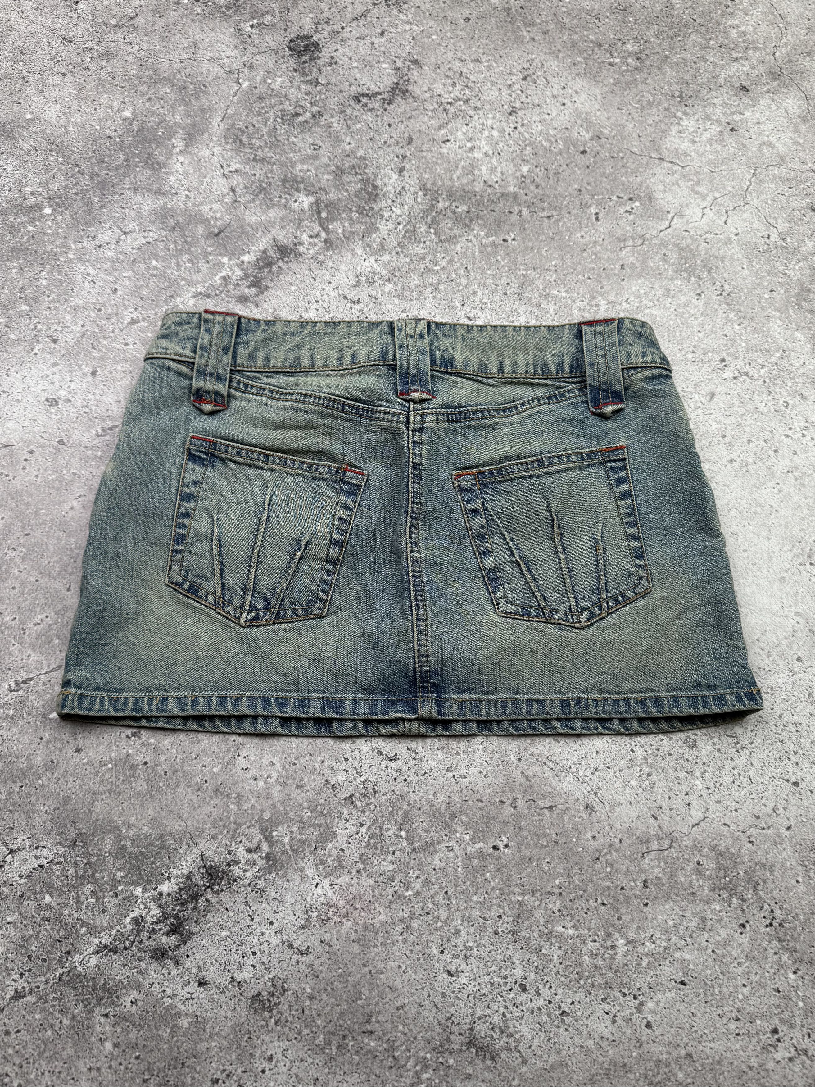 Japanese Brand Vintage Faded Mini Skirt C315(V642)(E8) Size 27" / US 4 / IT 40 - 4 Thumbnail