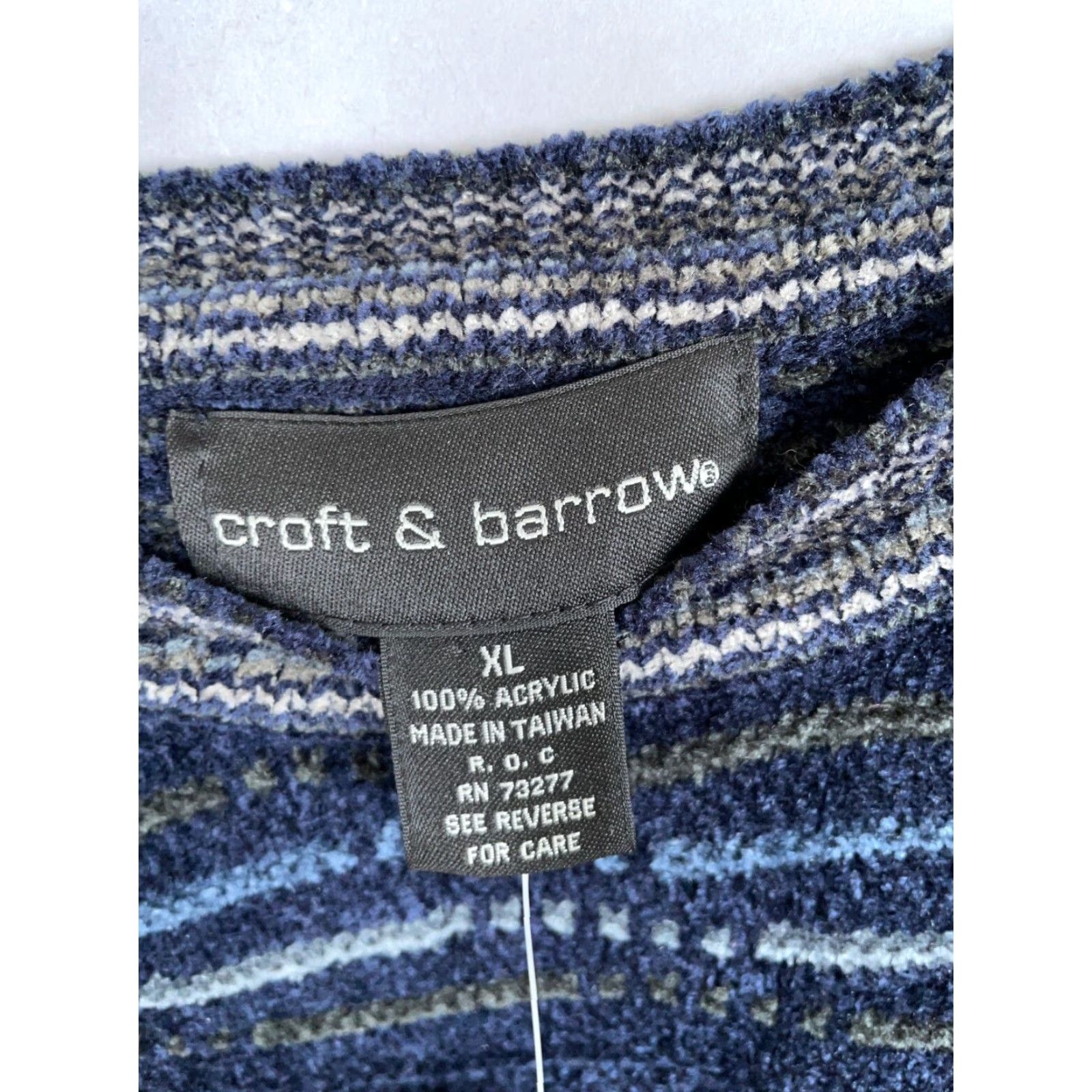 Vintage VINTAGE Chunky-Knit Striped Sweater Adult XL Blue Acrylic 90s Dad Style Mens Size US XL / EU 56 / 4 - 4 Thumbnail
