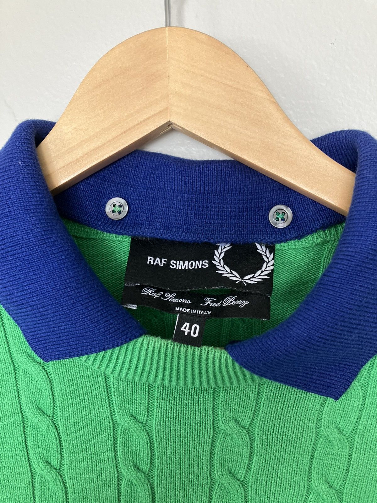 Fred Perry × Raf Simons Cable collared cotton sweater Size US M / EU 48-50 / 2 - 4 Thumbnail