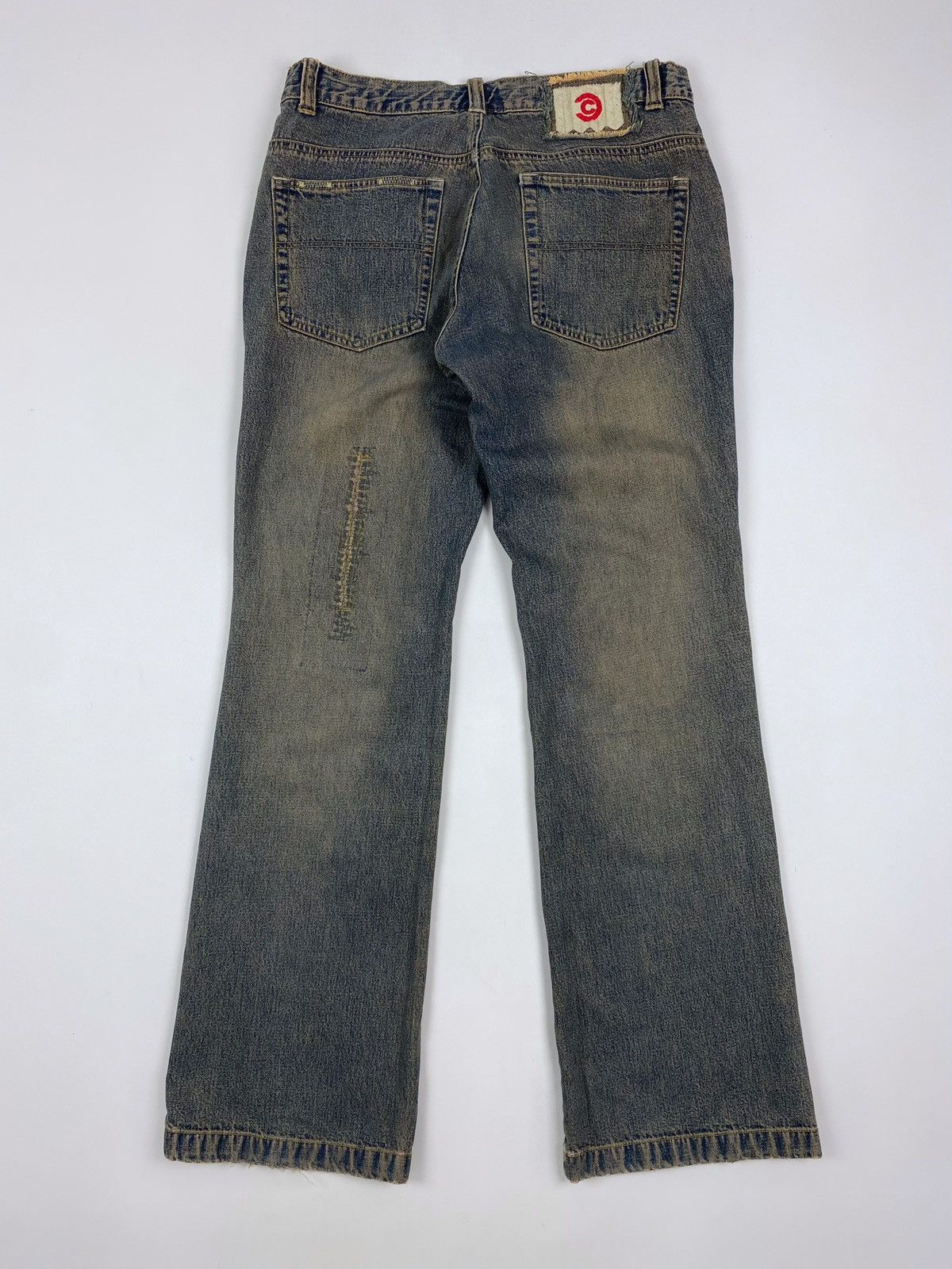 Y2K Vintage Clockhouse Mud Wash Patchwork Bootcut Denim Pant