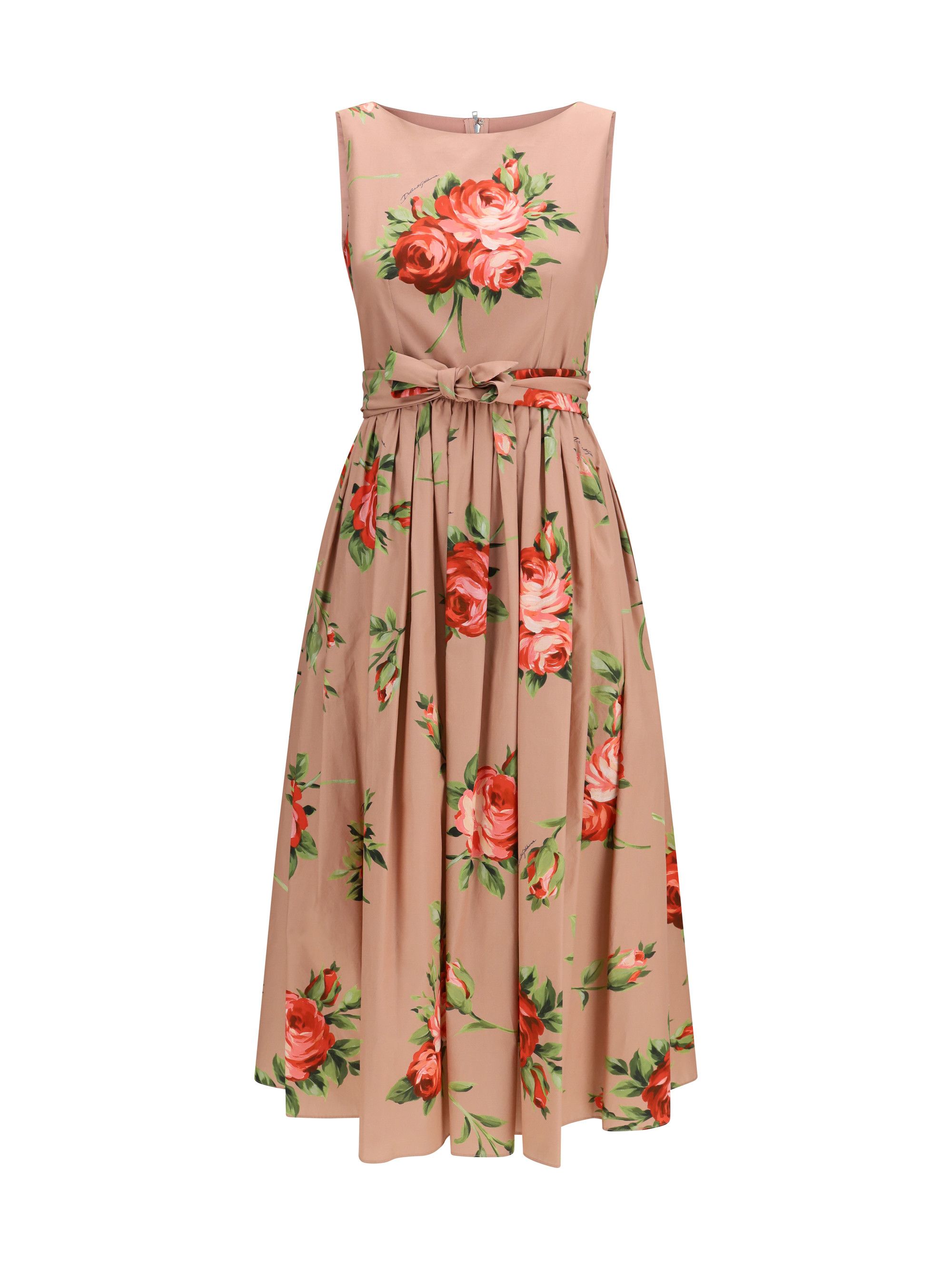 Dolce & Gabbana Cotton Dress with rose bouquet print Size M / US 6-8 / IT 42-44 - 1 Thumbnail