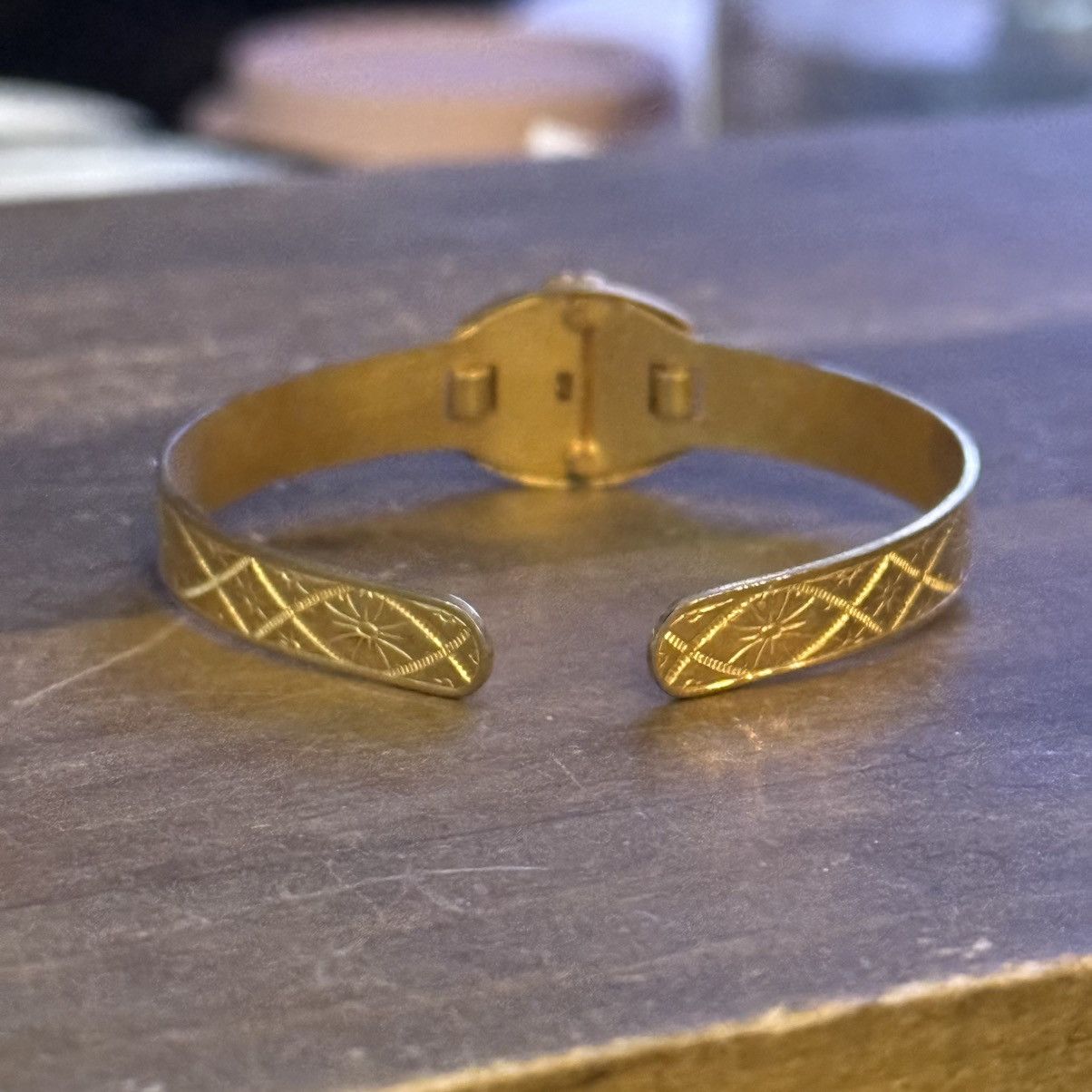 Vintage Vintage gold tone embossed red shield cross cuff bracelet Size ONE SIZE - 6 Thumbnail