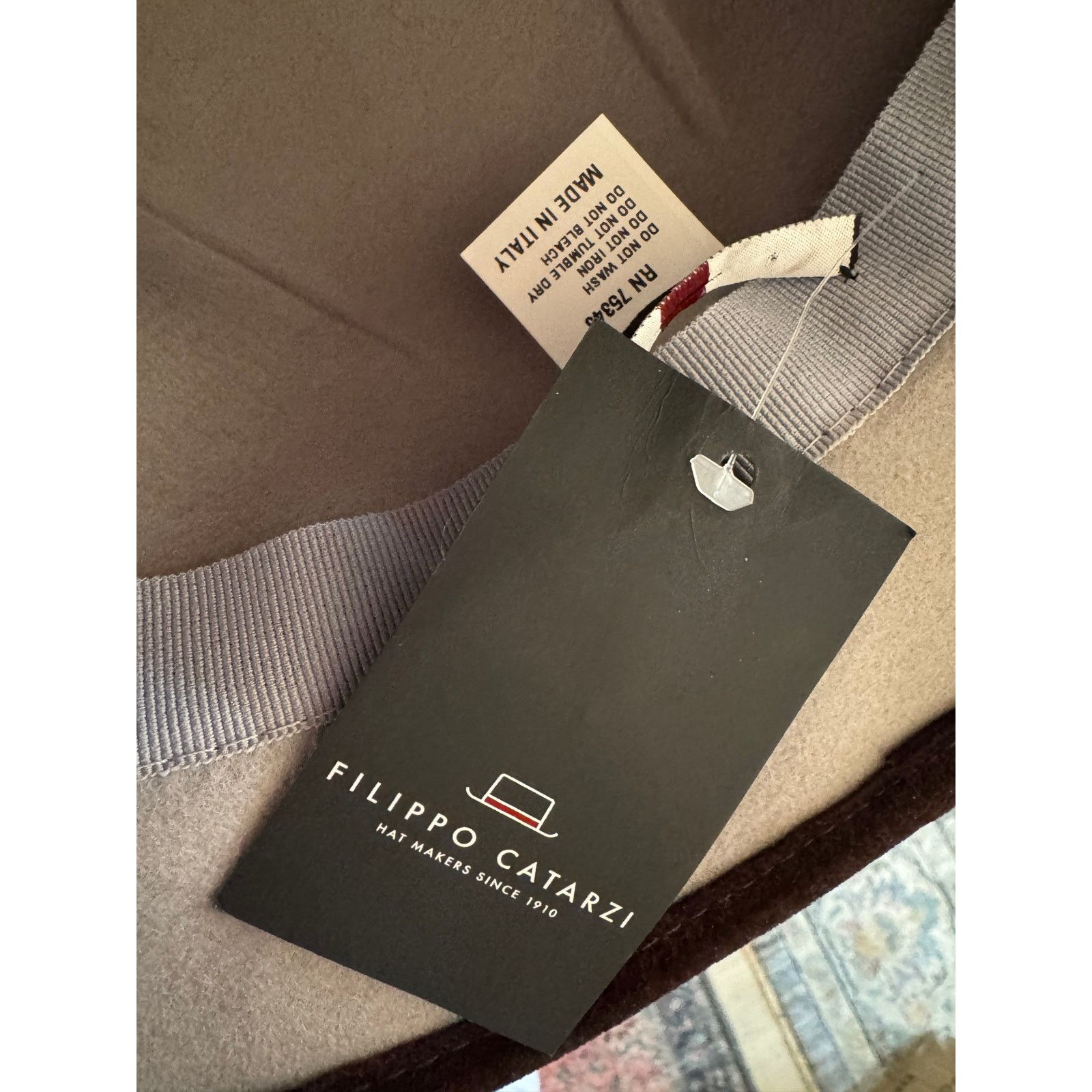 Other Filippo Catarzi NWT Gray Wool Bucket Hat with Brown Trim Size ONE SIZE - 8 Thumbnail