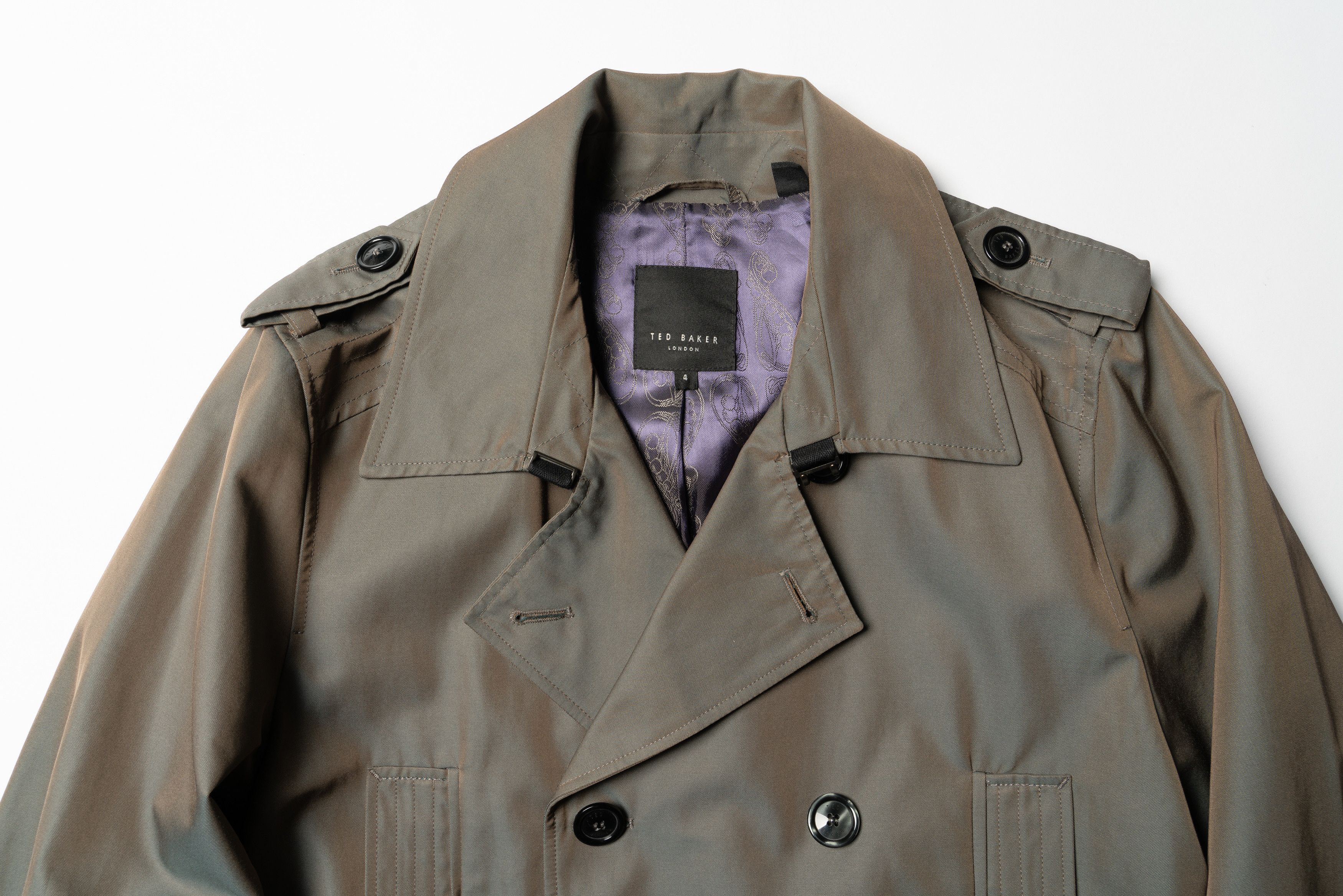 Vintage Ted Baker London Double-Breasted Trench Coat in Gray, Men's (Size M) — image 2 of 6