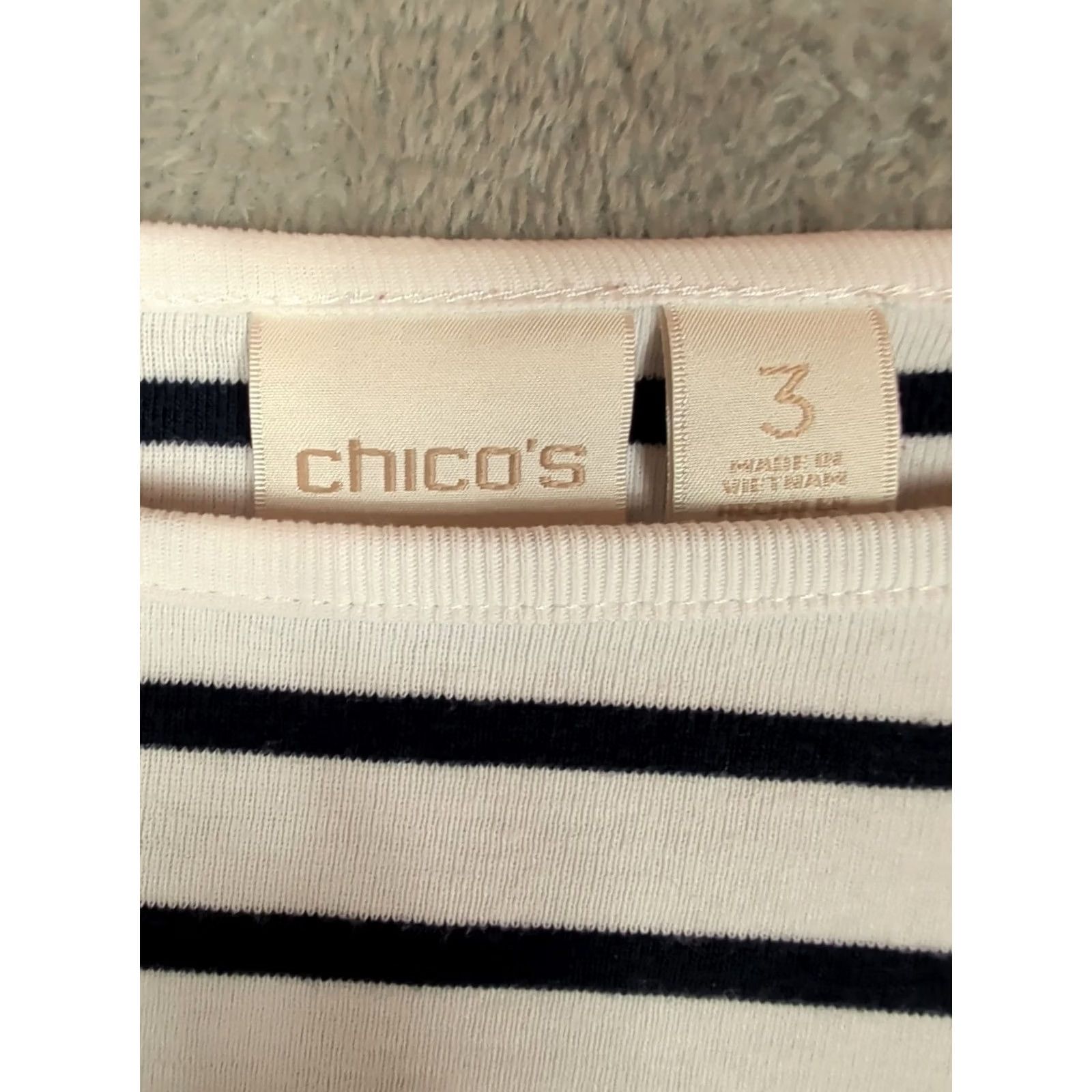 Vintage Chicos Top Womens XL Blue White Stripe 3/4 Sleeve Pullover Nautical Beachy Size XL / US 12-14 / IT 48-50 - 4 Thumbnail