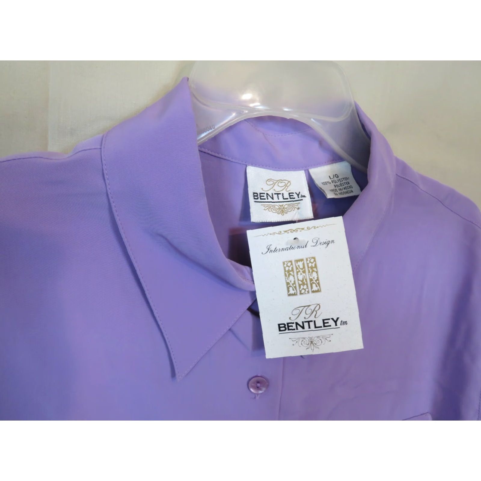 Vintage VINTAGE Bentley Purple Shirt L/XL Regular 1990s NOS with tags Women?Mens? Size L / US 10 / IT 46 - 2 Thumbnail
