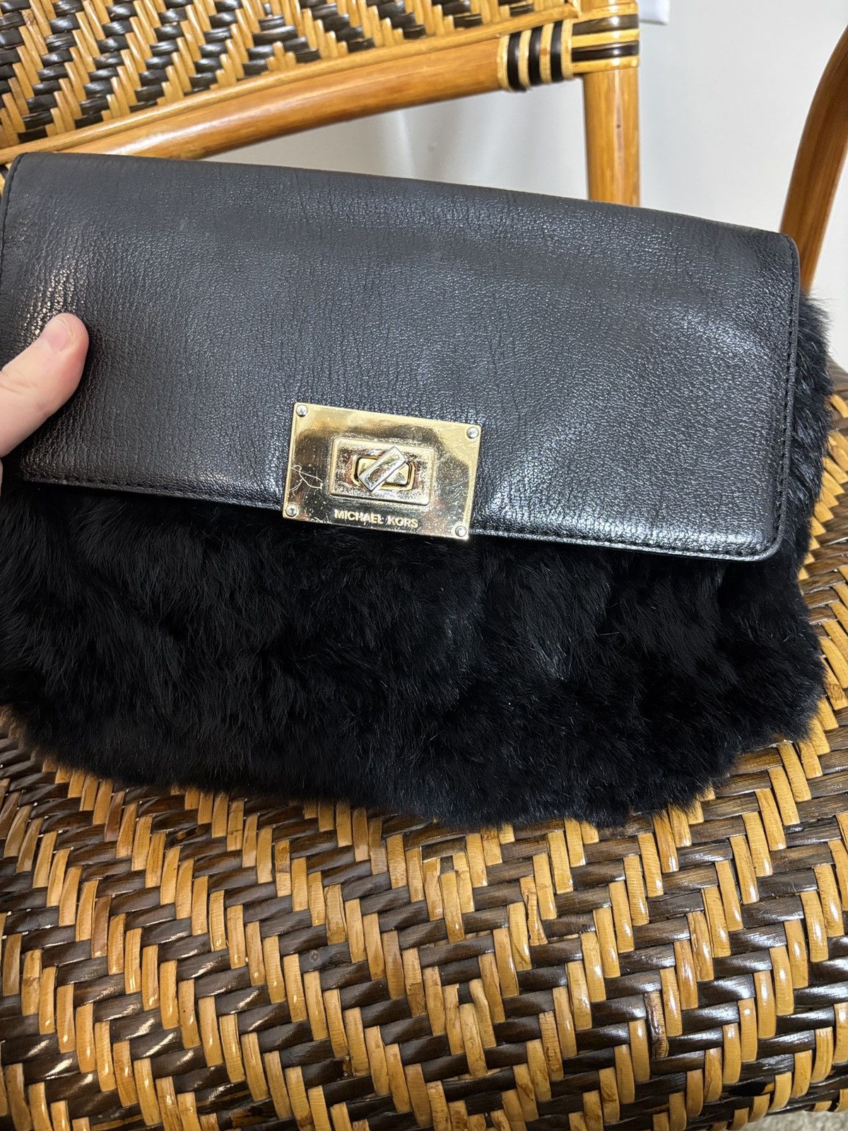 Michael Kors Michael Kors Rabbit Fur Leather Crossbody Bag Size ONE SIZE - 2 Thumbnail