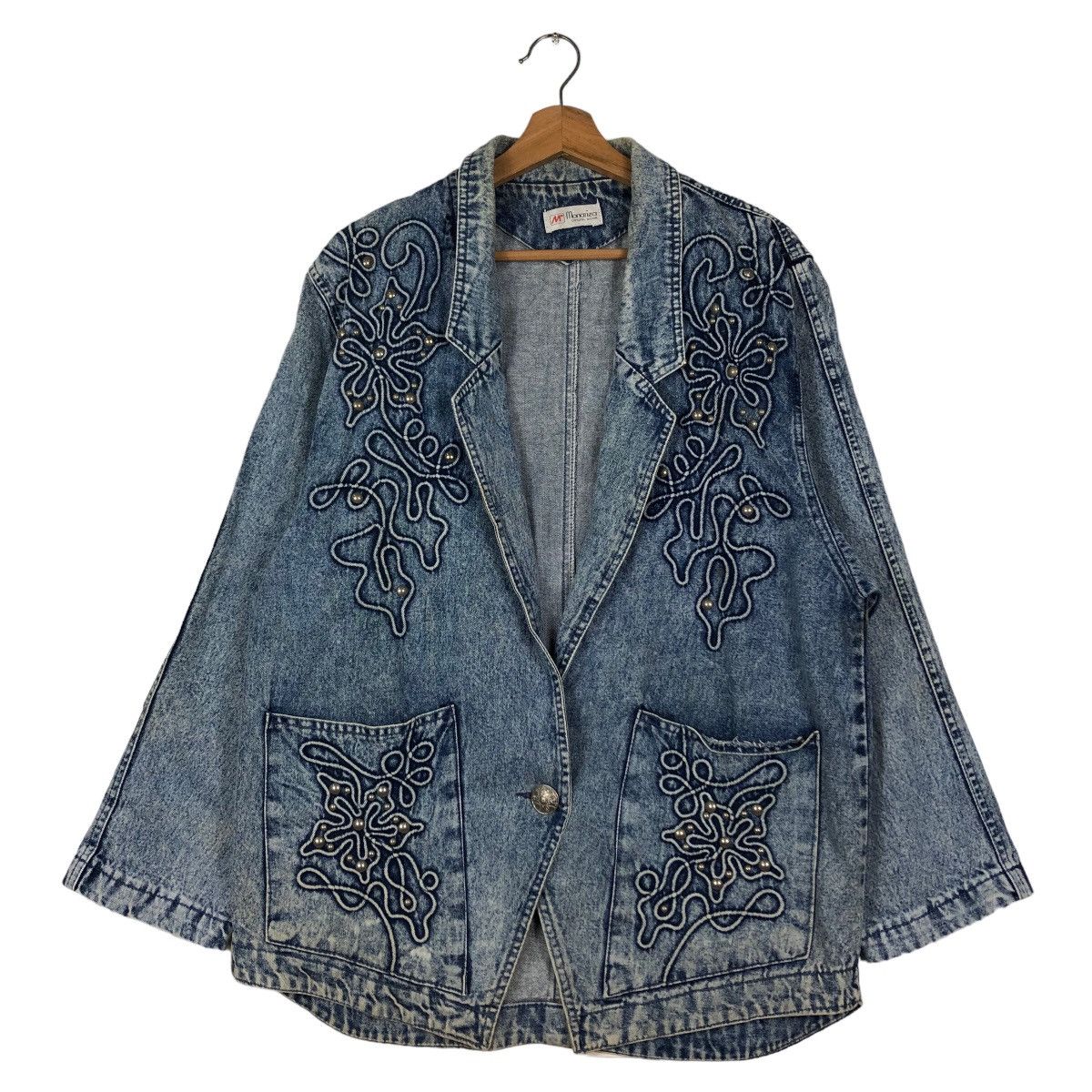 Japanese Brand 🔥Vintage Denim Jacket Monariza Embroidered Design Kapital Size US M / EU 48-50 / 2 - 1 Thumbnail