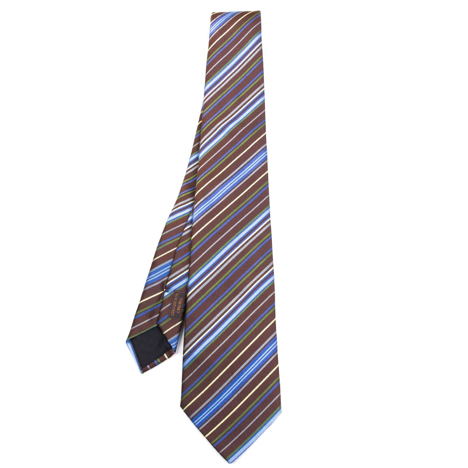 Hermes Multi-Stripe Jacquard Silk Tie in Brown, Blue, and Green Size ONE SIZE - 1 Thumbnail