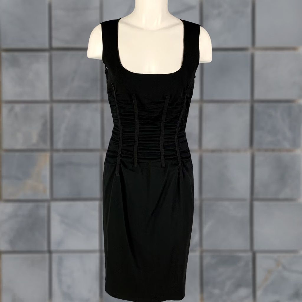 Dolce & Gabbana DOLCE & GABBANA Size 6 Black Acetate Blend Ruched Sleeveless Cocktail Dress Size M / US 6-8 / IT 42-44 - 1 Thumbnail
