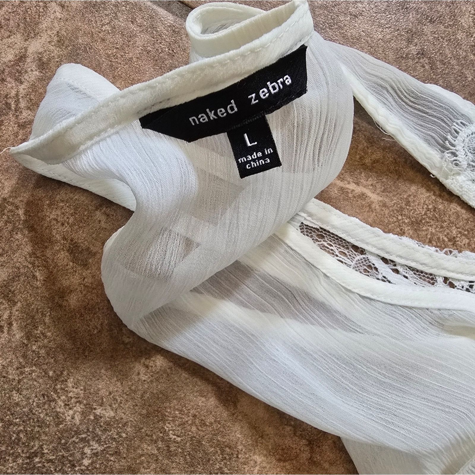 Other White Detailed NZ Button Down Blouse Size L / US 10 / IT 46 - 3 Thumbnail