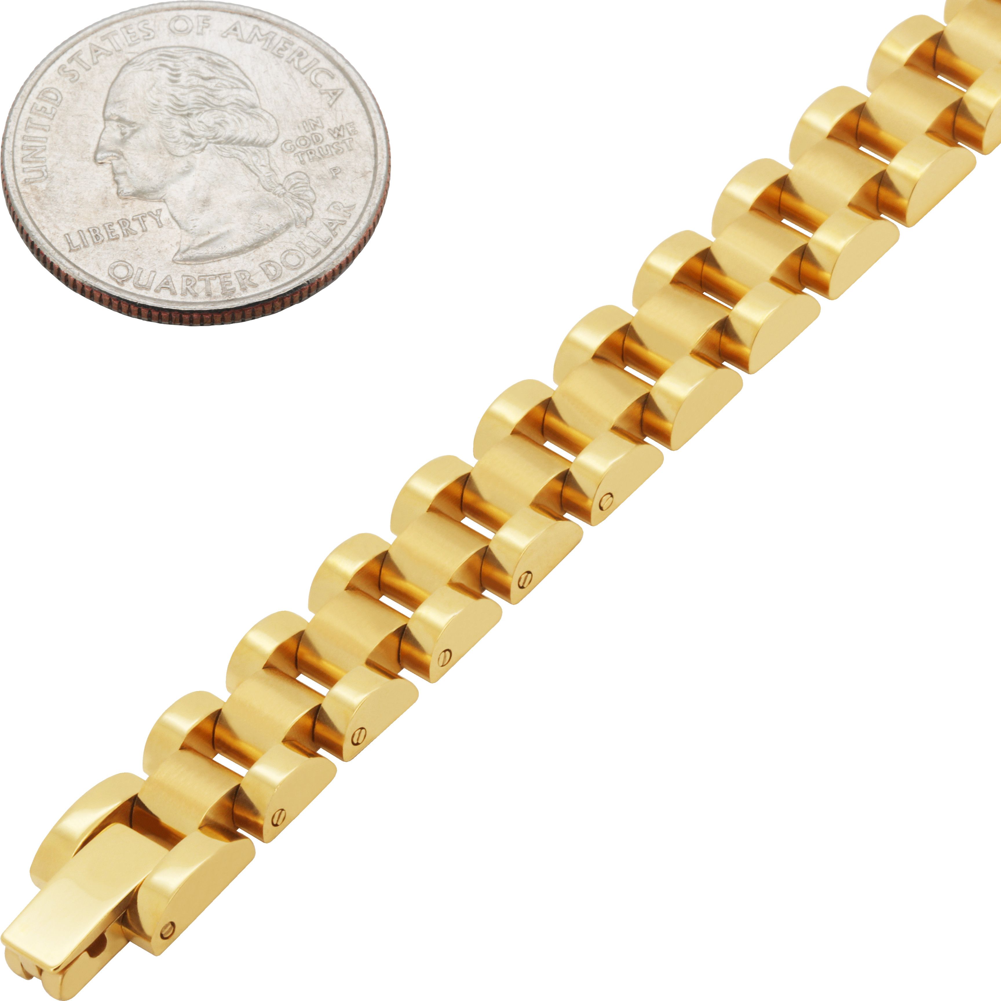 Other 316L SS 18k GP 10mm Watch Strap Chain Link Bracelet 8.25” Size ONE SIZE - 1 Preview