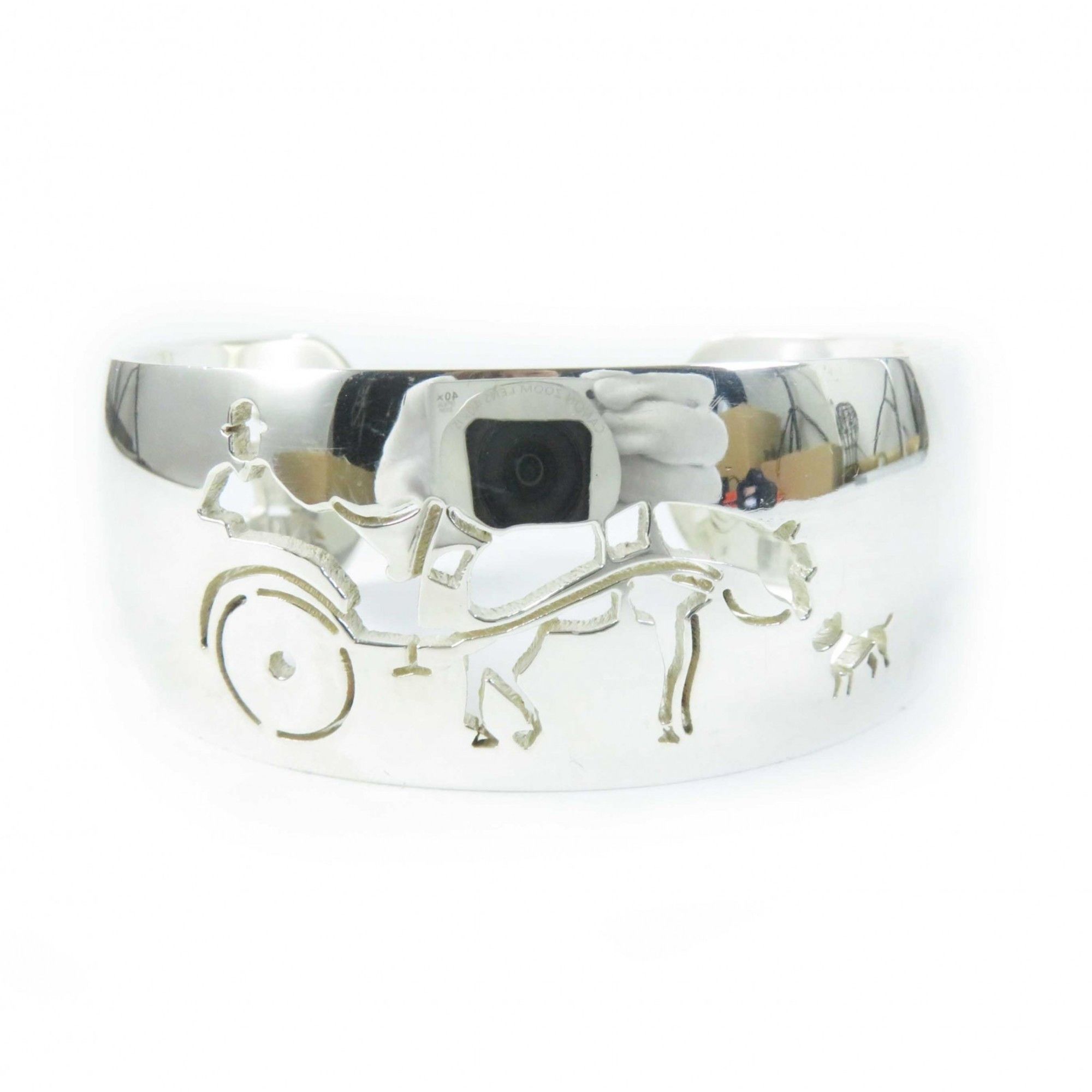 Hermes HERMES Vintage Carriage Dog Bracelet/Bangle Silver with Box for Women Size ONE SIZE - 1 Thumbnail