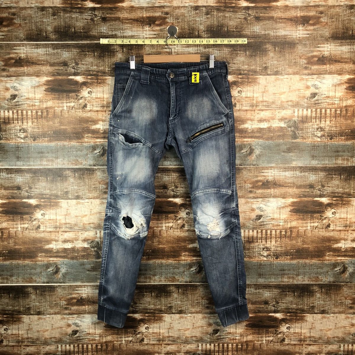 Japanese Brand Field Core Blue Distressed Denim Pants #A2122 Size US 31 - 1 Thumbnail