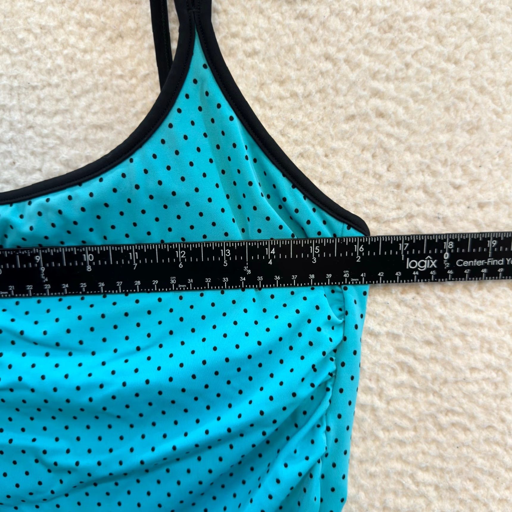Vintage VINTAGE Y2K Tankini Top XL 14 Blue Polkadot Built-in-Bra Padded Retro Mod Bikini Top Womens Size XL / US 12-14 / IT 48-50 - 6 Thumbnail