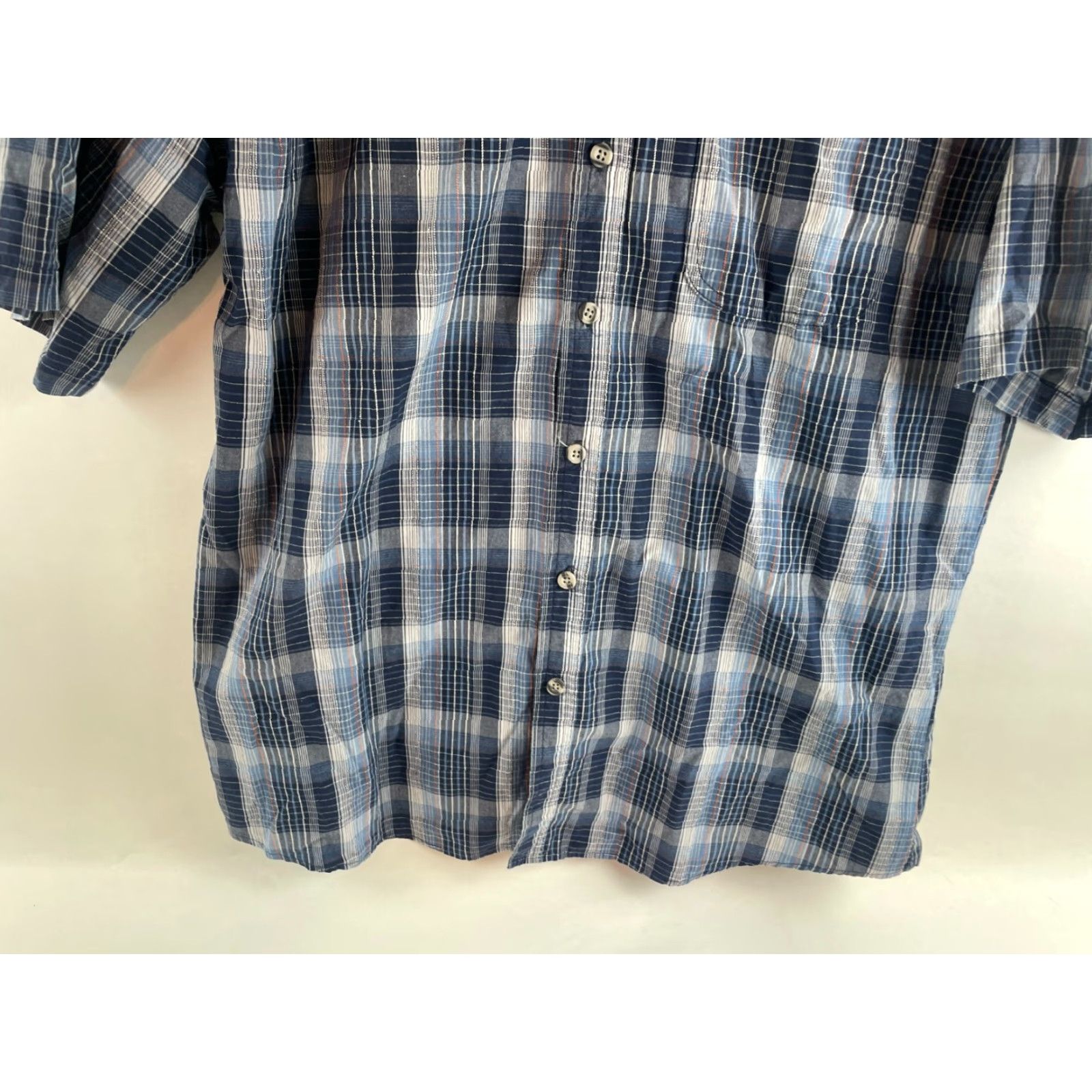Vintage Work n' Sport Shirt XL Tall Blue Orange Plaid Button-Down Short Sleeve Men Size US XL / EU 56 / 4 - 4 Thumbnail