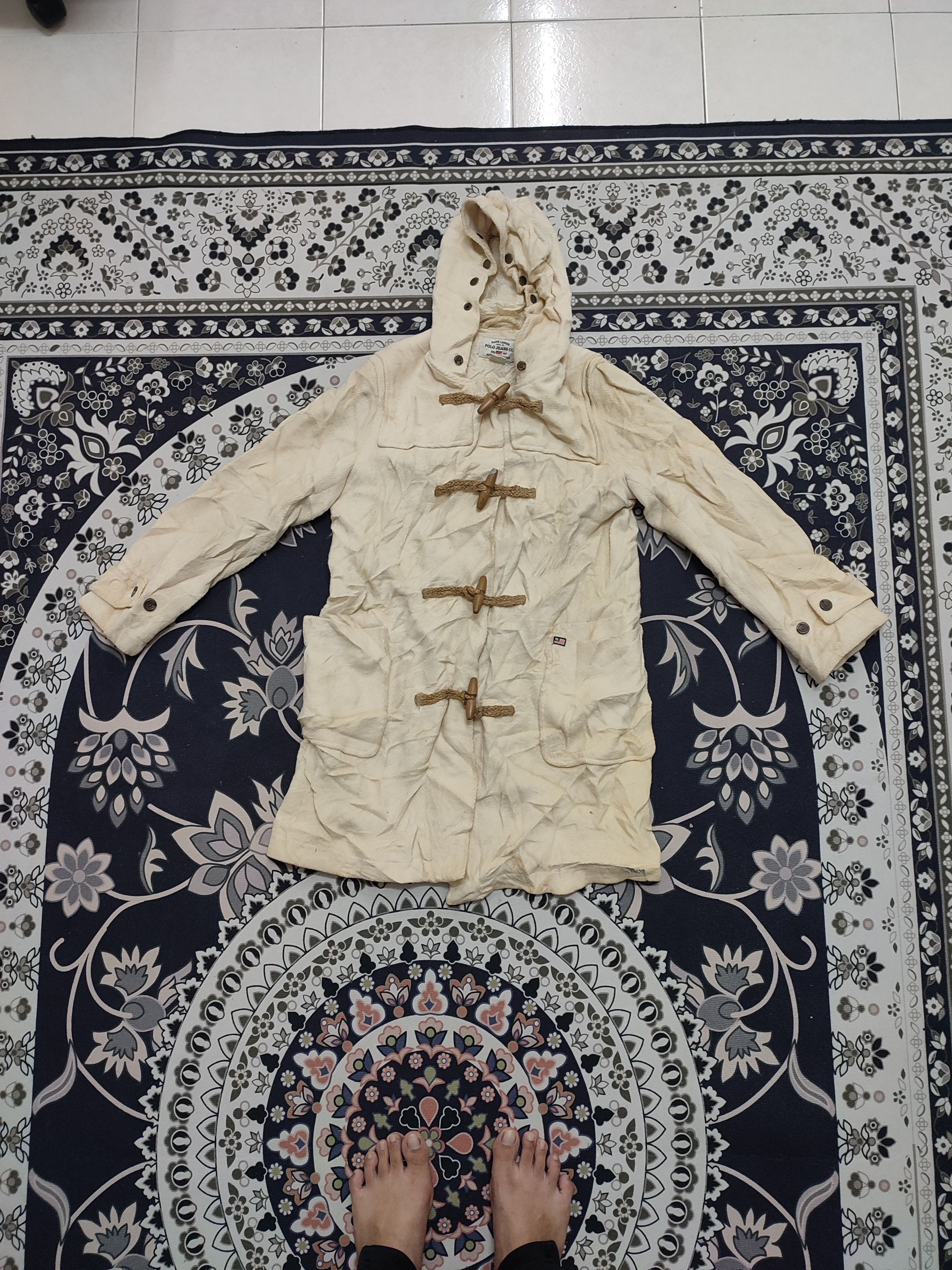 image of Polo Ralph Lauren Polo Mohair Wool Parka Long Jacket Trench Coat in Cream, Men's (Size Small)