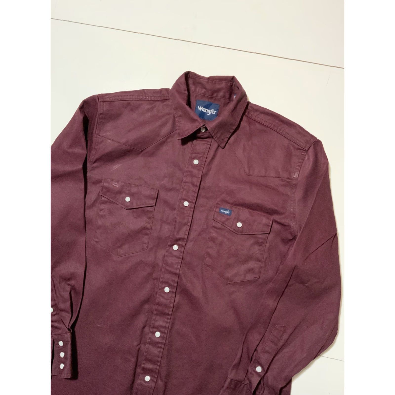 Wrangler VINTAGE Wrangler Brushpopper Pearl Snap Western Cowboy Maroon Button Shirt Sz.LG Size US L / EU 52-54 / 3 - 3 Thumbnail