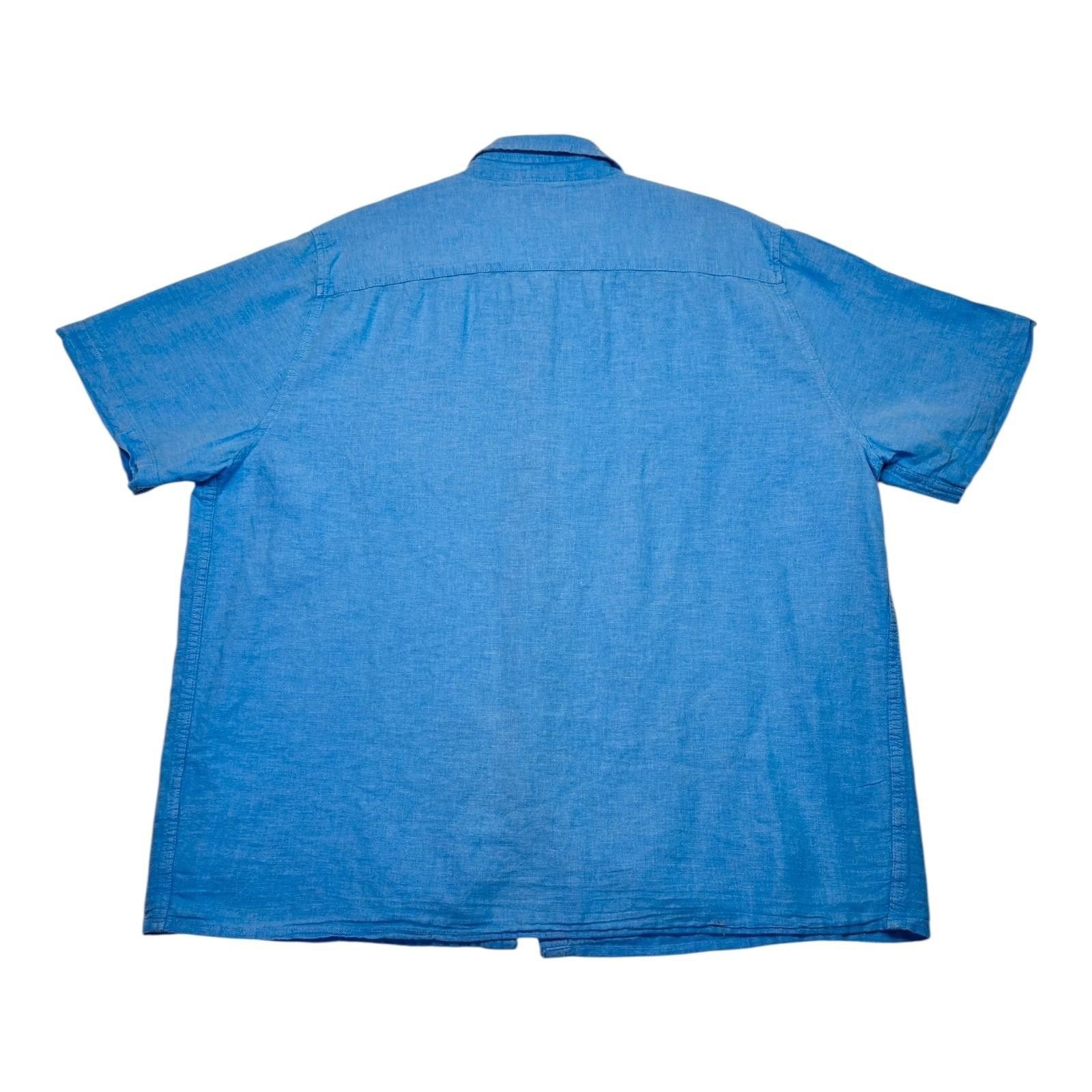George George Shirt Men's UK Size XL Blue Short Sleeve Linen Pocket Size US XL / EU 56 / 4 - 5 Thumbnail