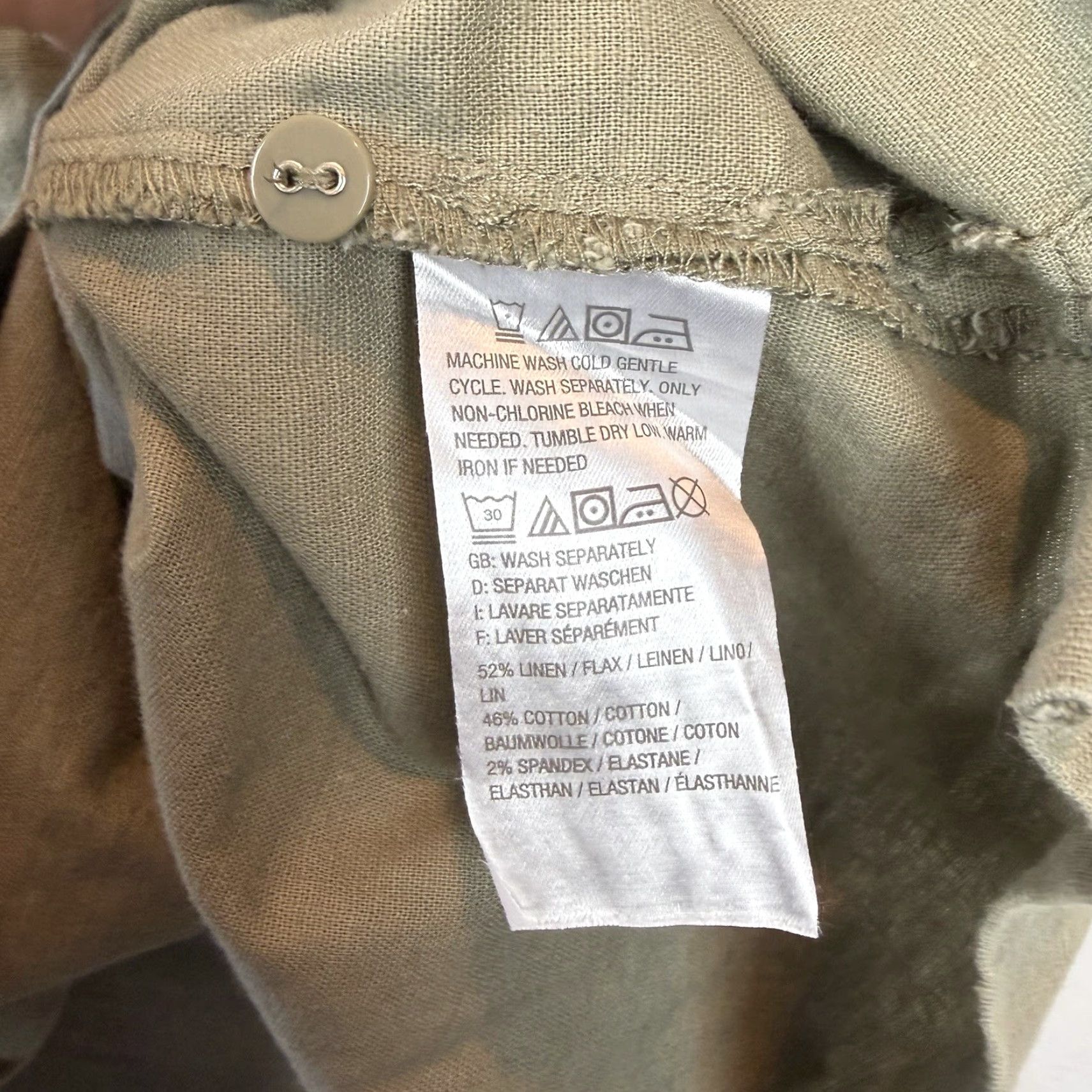 CO D&Co. Denim Co Button-Up Tunic Shirt Womens 3X Beige Solid Short Sleeve Collared Casual Size XXL / US 16-18 / IT 52-54 - 6 Thumbnail