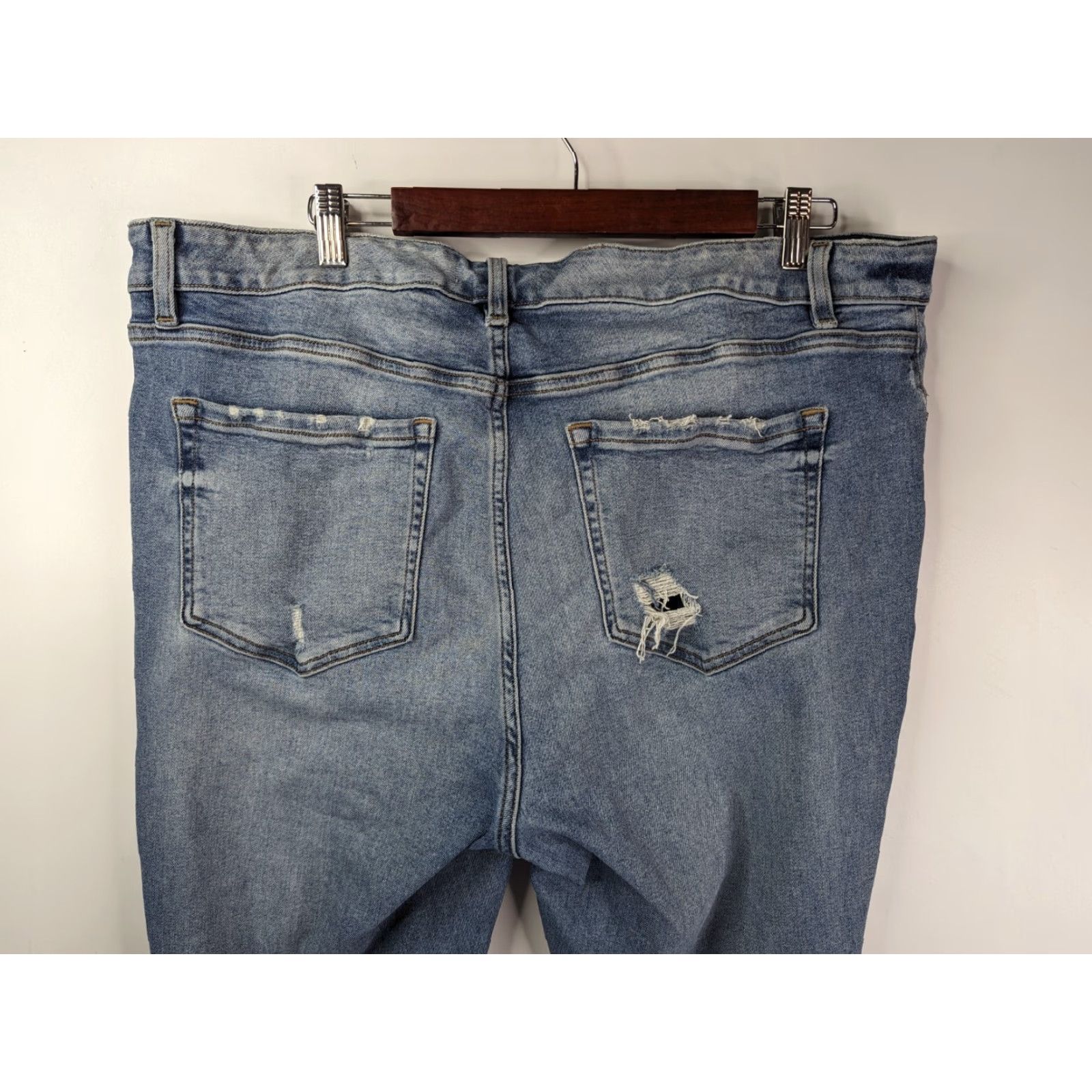 Vintage Lane Bryant Jeans 20 High Rise Shark Bite Hem Distressed Skinny Ankle Blue Denim Size 42" / US 20 - 4 Thumbnail