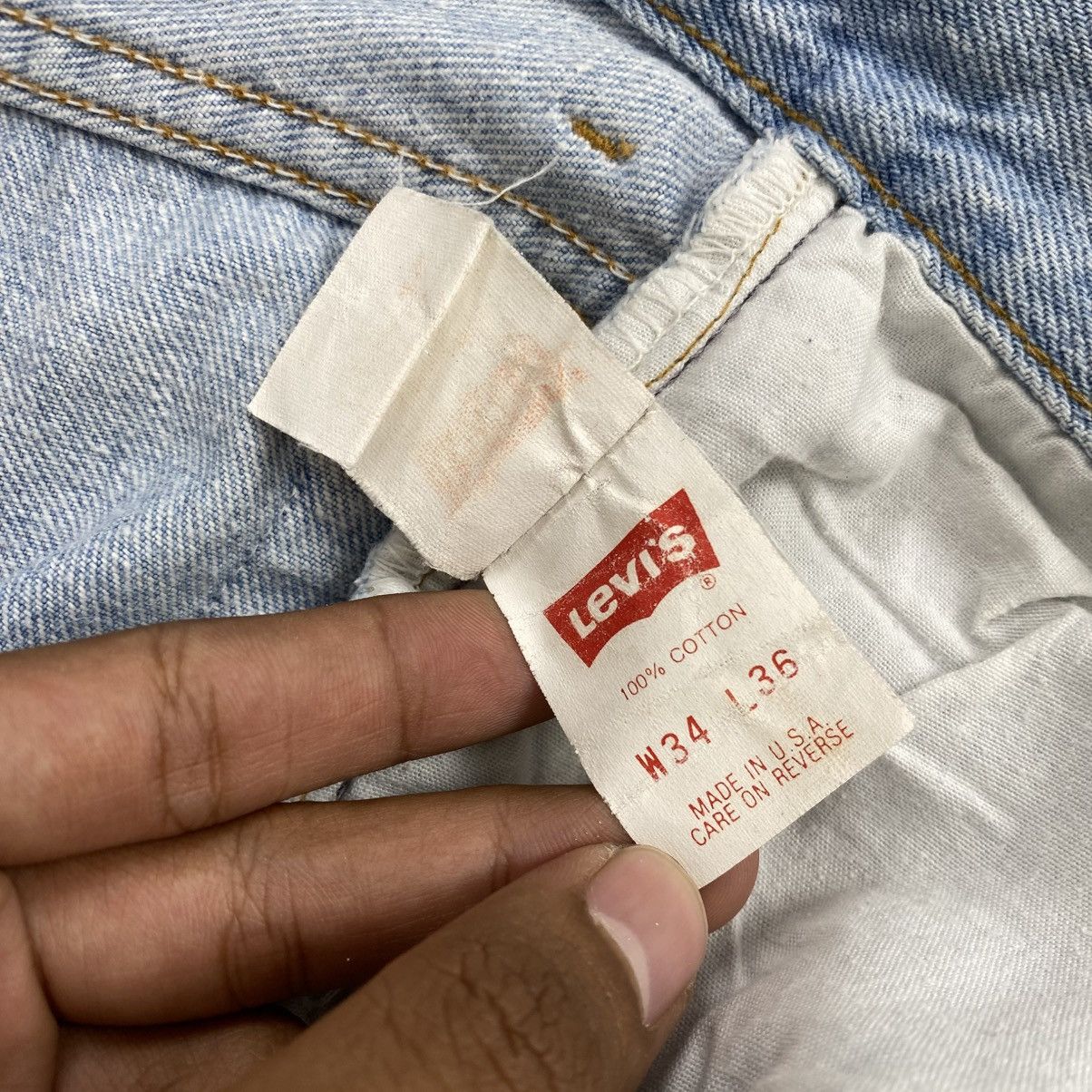 Levi's Vintage Clothing 1990s Vintage Levis 501 USA 34x36 Blue Jeans Size US 33 - 12 Thumbnail