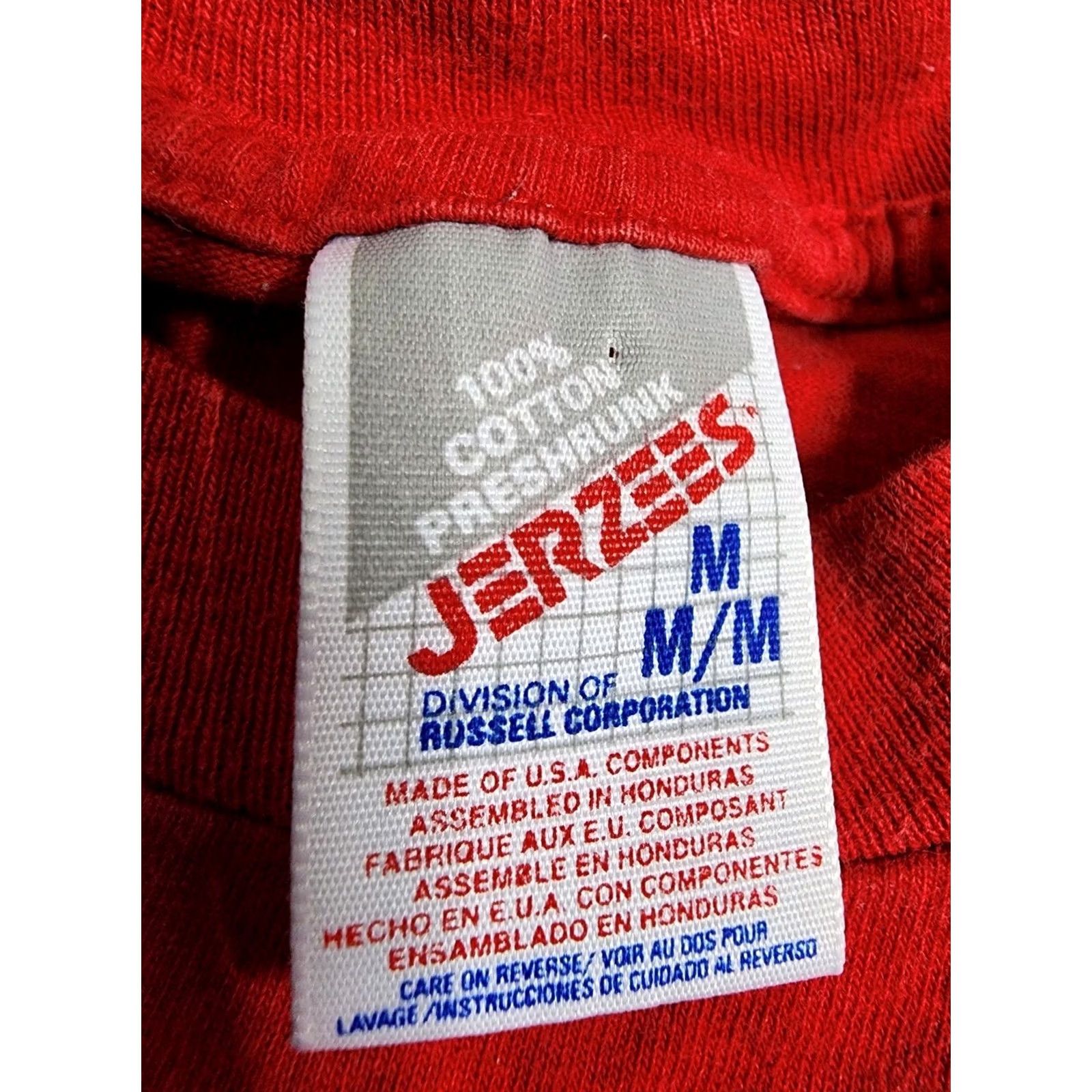 Jerzees VINTAGE Bassett Logo T Shirt Mens M 1990s Red Cotton Short Sleeve Jerzees Size US M / EU 48-50 / 2 - 6 Thumbnail