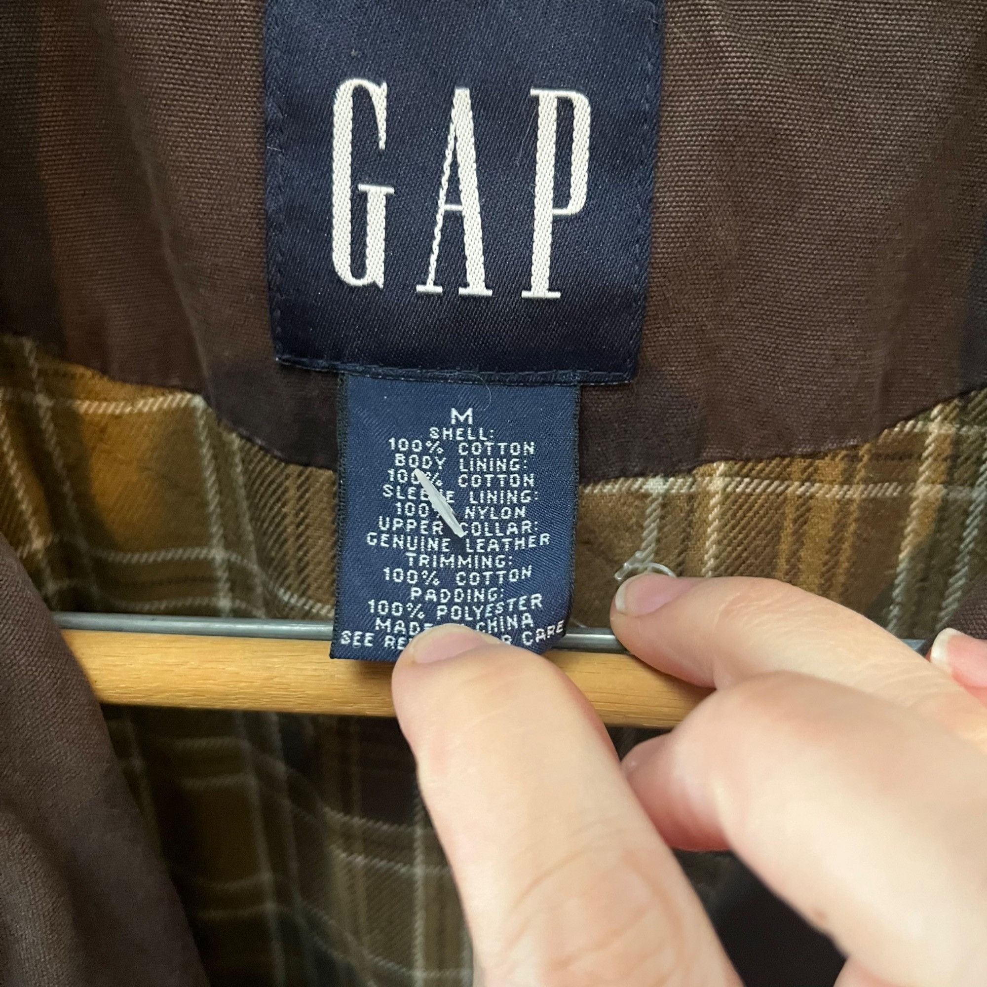 Gap Vintage 90's GAP Mens Brown Cotton Jacket With Plaid Flannel Size US M / EU 48-50 / 2 - 2 Thumbnail