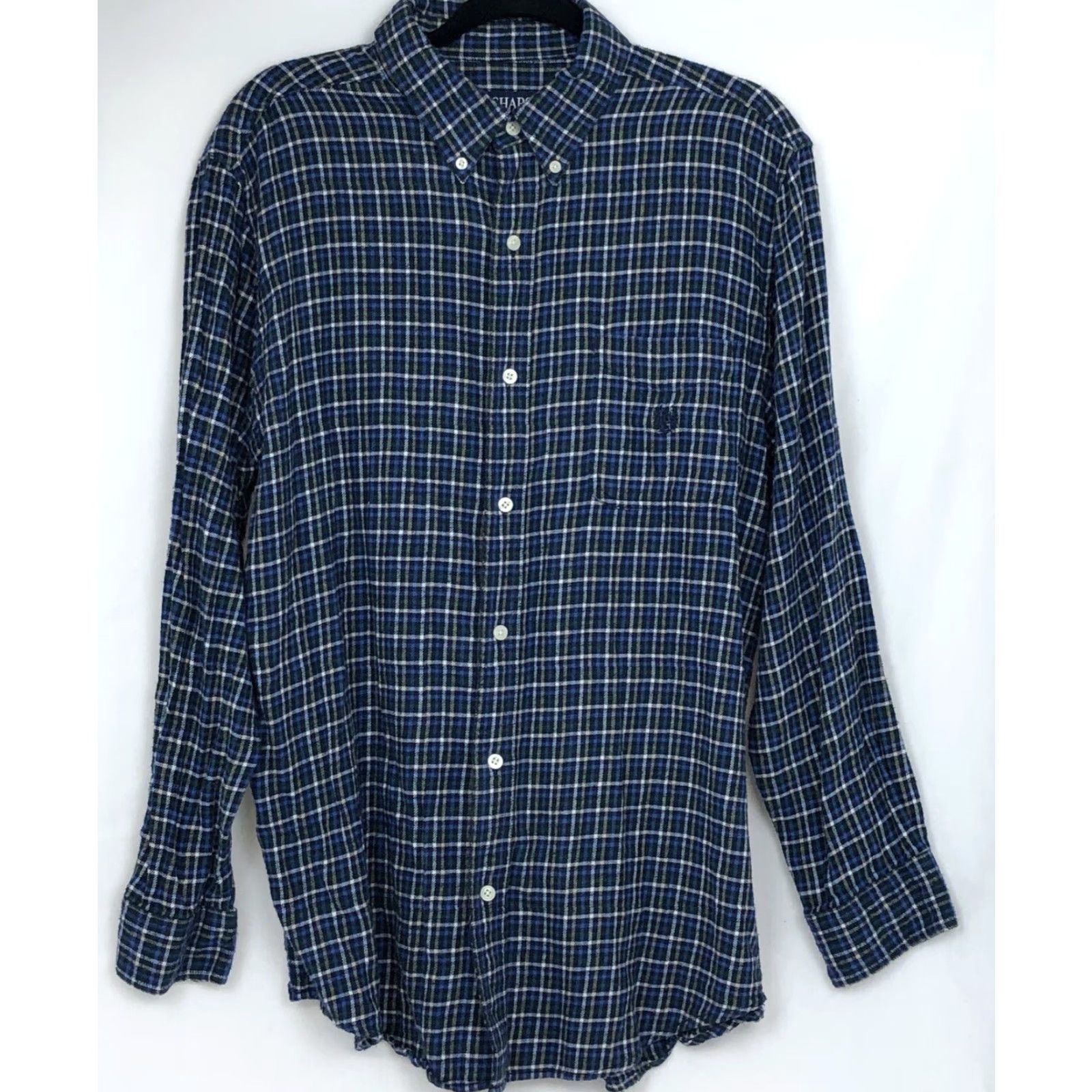 Chaps CHAPS Shirt Men’s Cotton Flannel Plaid Button-Down Long Sleeve Large Multicolor Blue Pocket Size US L / EU 52-54 / 3 - 6 Thumbnail