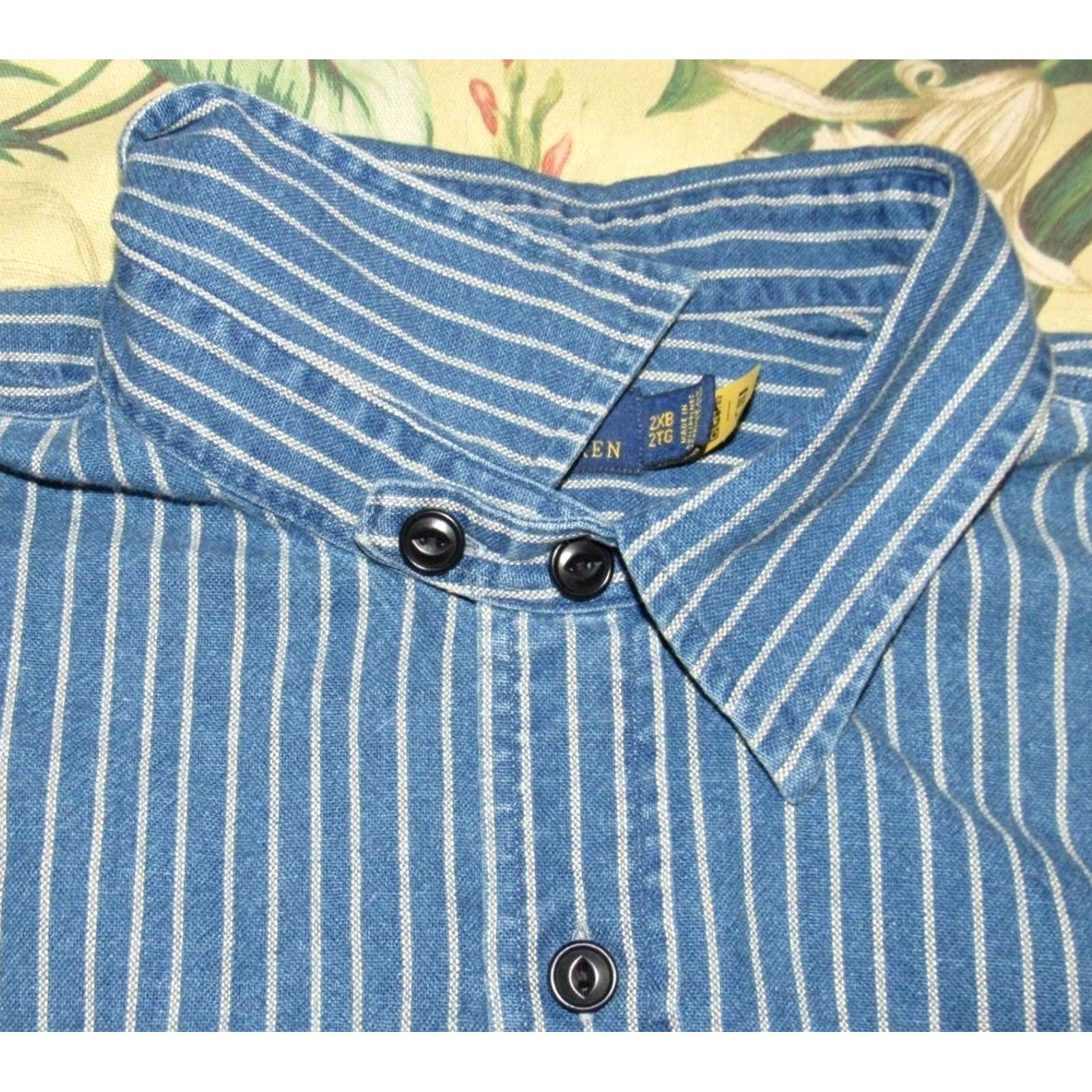 Ralph Lauren Polo RALPH LAUREN Indigo Railroad Hickory Striped Engineer Button Down Shirt 2XB Mens Long Sleeve Regular XS-XL 2XB? Size US XXL / EU 58 / 5 - 3 Thumbnail