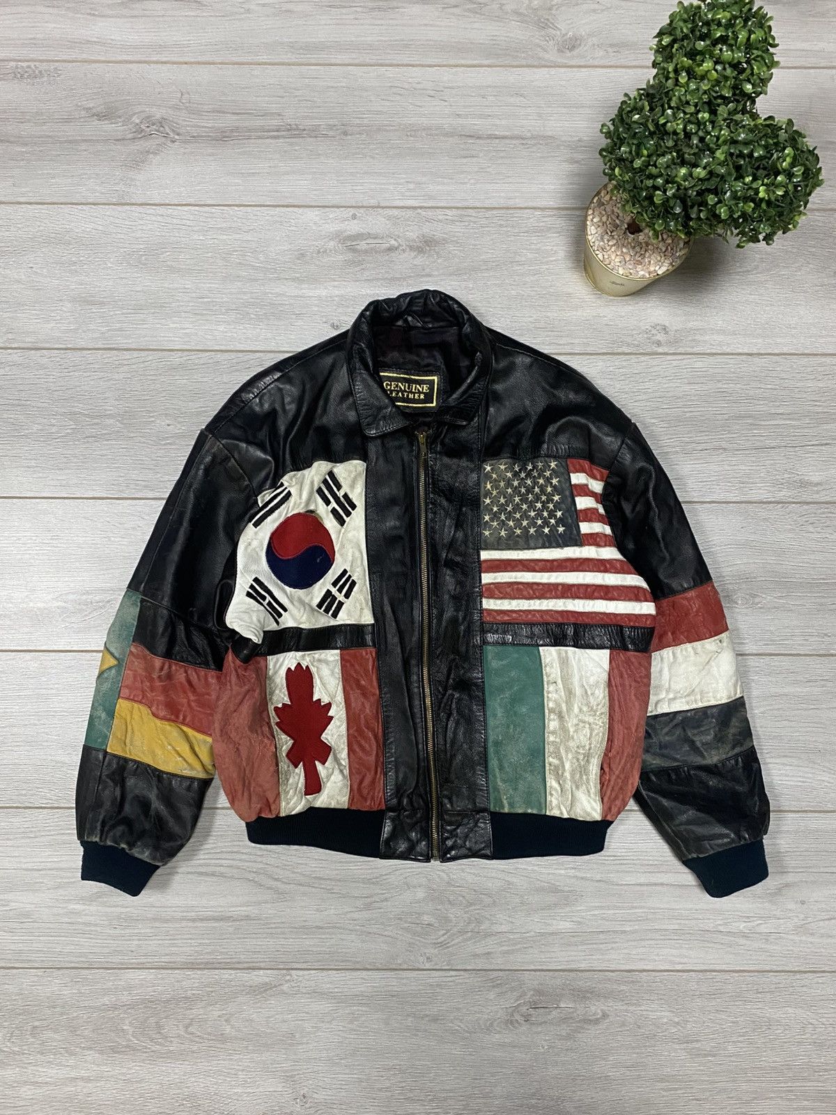 Other A.D.A World Flags Leather Jacket distressed Size US M / EU 48-50 / 2 - 1 Thumbnail