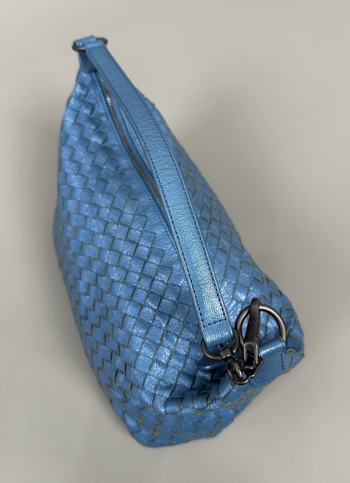 Bottega Veneta Bottega Veneta - Zip Hobo Intrecciato Nappa - Metallic Blue Size ONE SIZE - 12 Thumbnail