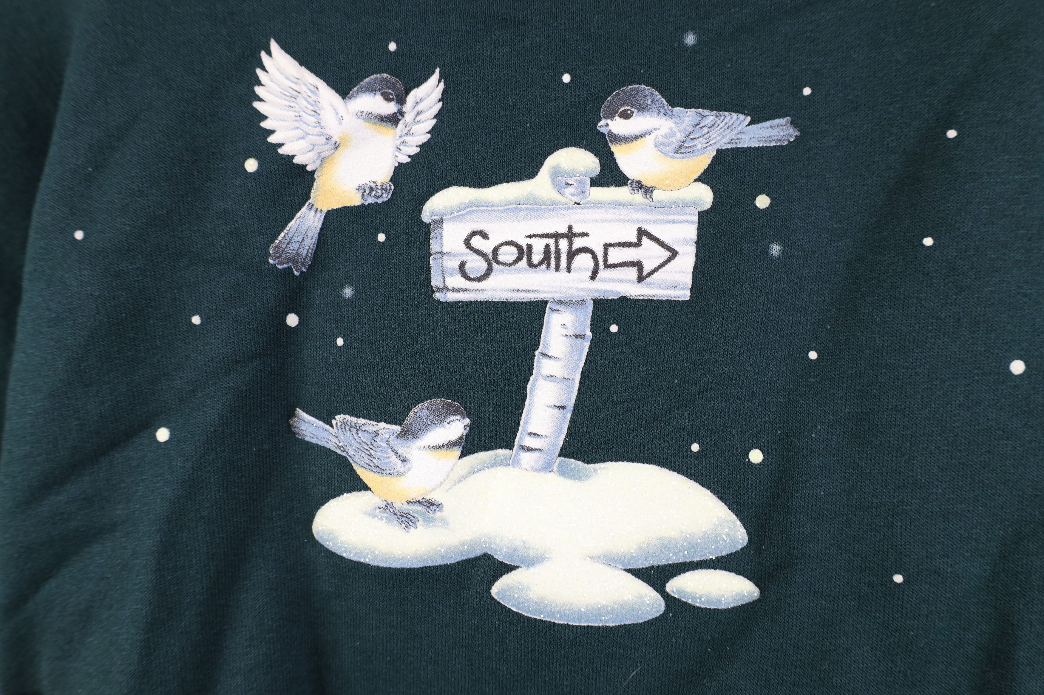 Vintage Vintage 90s Streetwear Nature Snow Birds Sweatshirt Green Size XL / US 12-14 / IT 48-50 - 9 Thumbnail