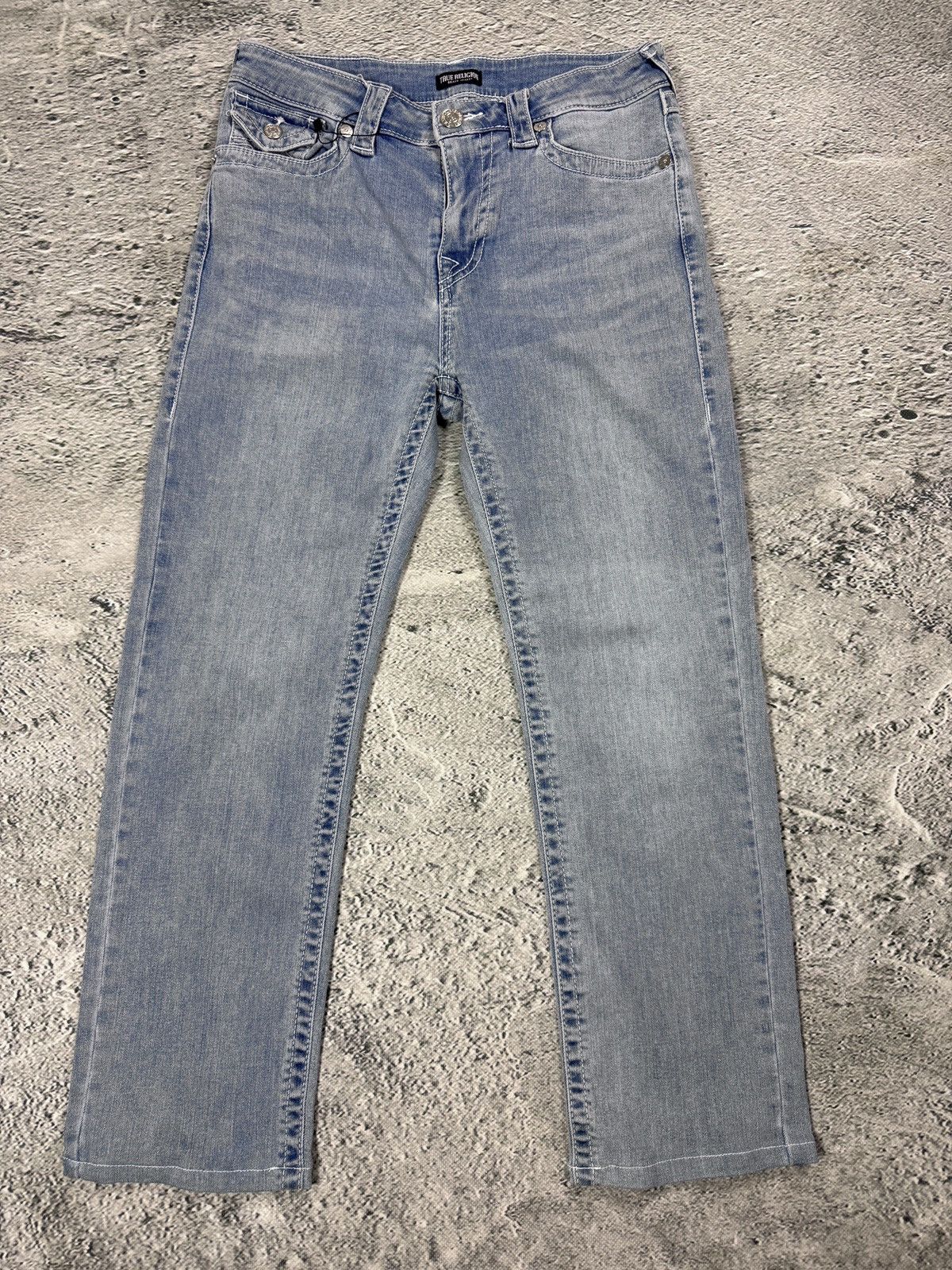 True Religion True Religion jeans straight baby blue white stitch Y2K Size US 30 / EU 46 - 4 Thumbnail
