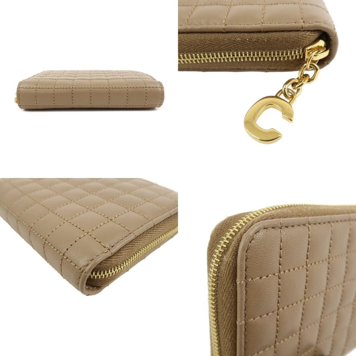 Celine Celine Quilted Lambskin Zippy Wallet Tan Size ONE SIZE - 3 Thumbnail