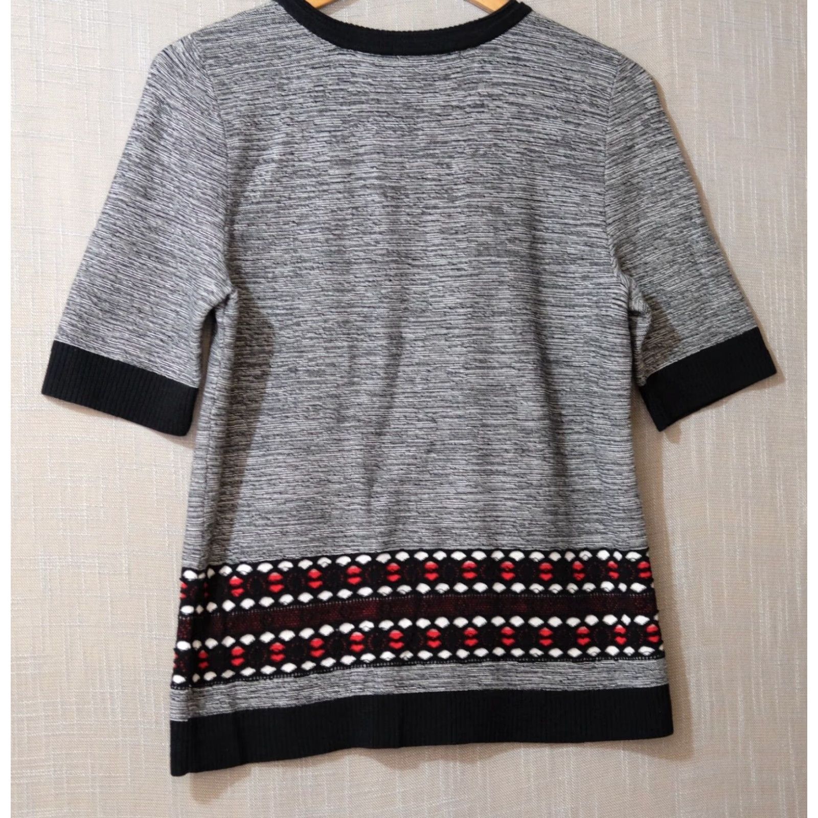 Vintage EUC Christopher & Banks Cardigan Black/White/Red Short Sleeve Women's M #H73-10 Size M / US 6-8 / IT 42-44 - 5 Thumbnail