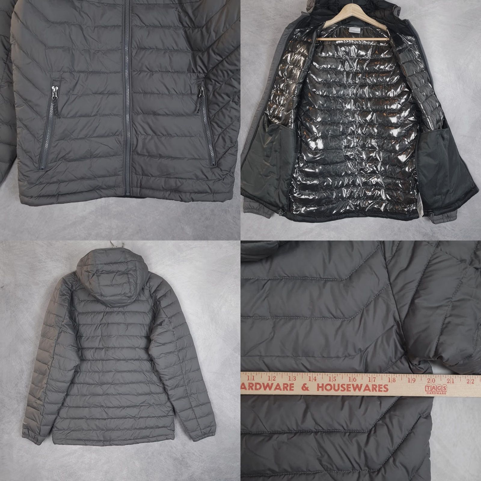 Vintage Columbia Jacket Mens XS Gray Hooded Full Zip Puffer Omni-Heat Packable Size US XS / EU 42 / 0 - 8 Thumbnail