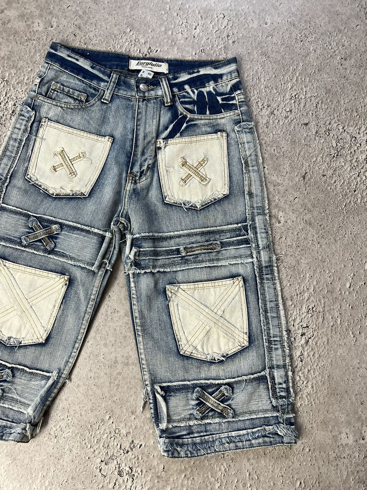 Japanese Brand × Junya Watanabe × Vintage Vintage PATCHWORK DENIM DISTRESSED SHORTS 2000s Size US 30 / EU 46 - 2 Thumbnail