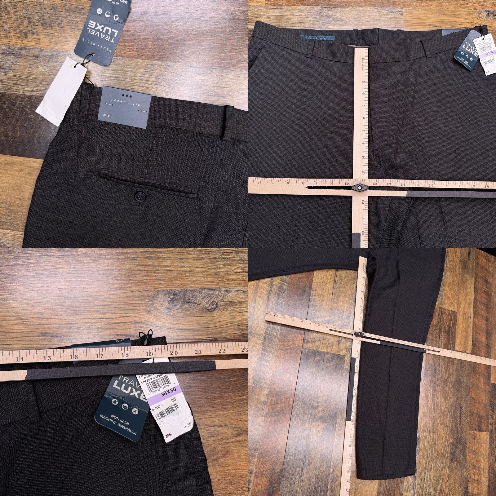 Perry Ellis Perry Ellis Travel Luxe Dress Pants Mens 38x30 Brown Polyester Blend Flat Front Straight Leg Regular Inseam 30 Zip Non Iron New Size US 38 / EU 54 - 8 Thumbnail