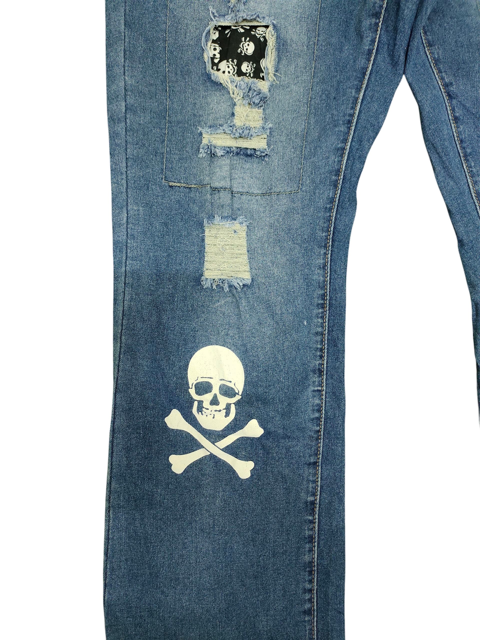 Comme des Garcons × Undercover Japanese Brand Skull Patchwork Distress Denim Jeans Size US 34 / EU 50 - 4 Thumbnail