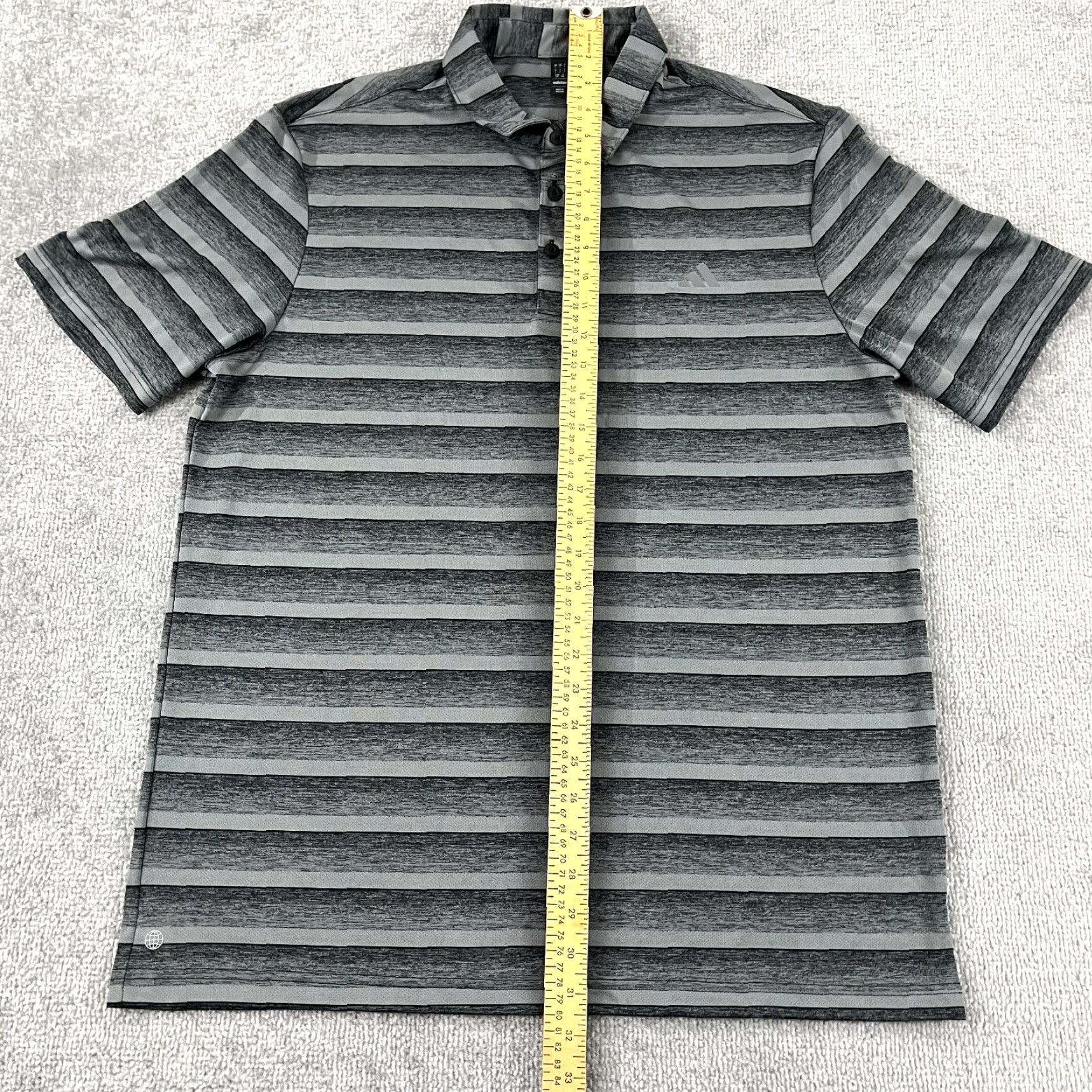 Adidas ADIDAS Polo Shirt Mens Large Gray Striped Golf Performance Sport Stretch Casual Size US L / EU 52-54 / 3 - 4 Thumbnail