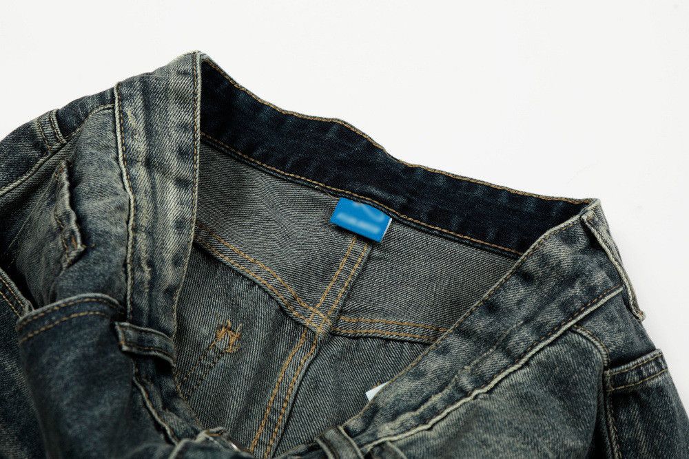 Vintage American retro men's washed distressed curved jeans Size US 32 / EU 48 - 4 Thumbnail