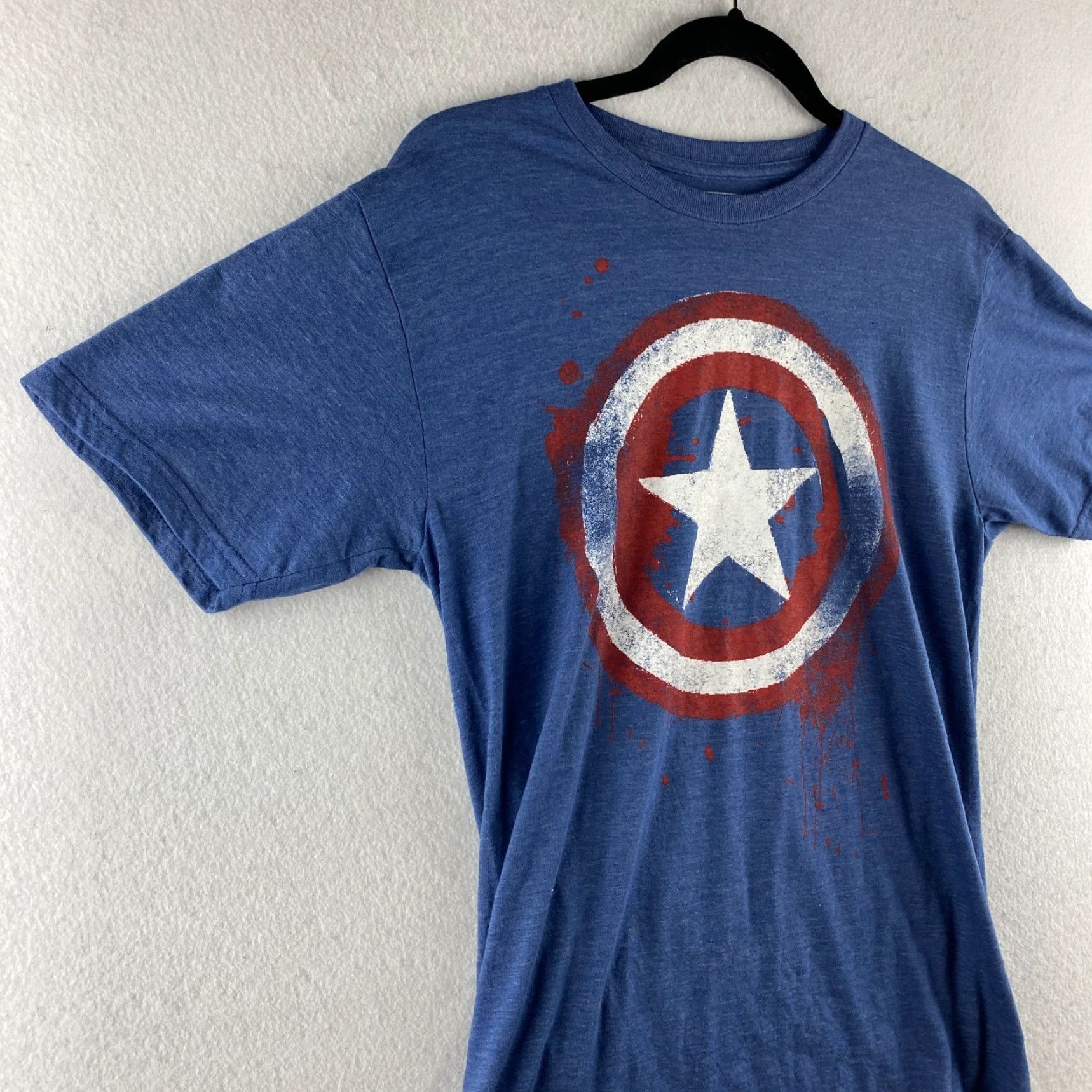 Vintage Marvel Captain America Shirt Mens S Blue Short Sleeve Graphic Print Casual Size US S / EU 44-46 / 1 - 4 Thumbnail