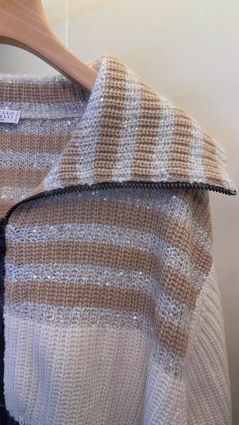 Brunello Cucinelli Brunello Cucinelli Sequined Cashmere Cardigan Size L / US 10 / IT 46 - 3 Thumbnail