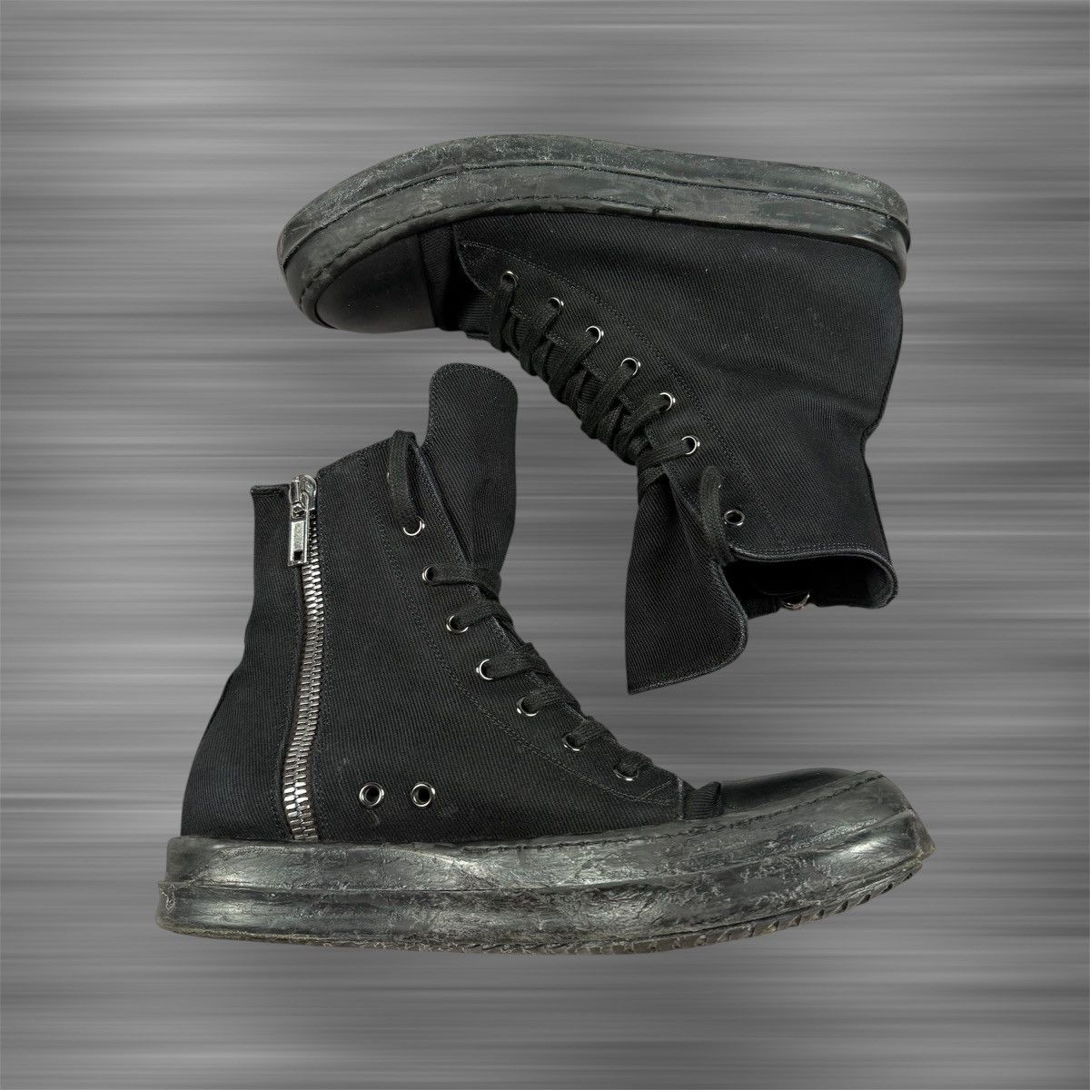 Rick Owens Rick Owens DRKSHDW Ramones High – Full Black Size US 8.5 / EU 41-42 - 3 Thumbnail